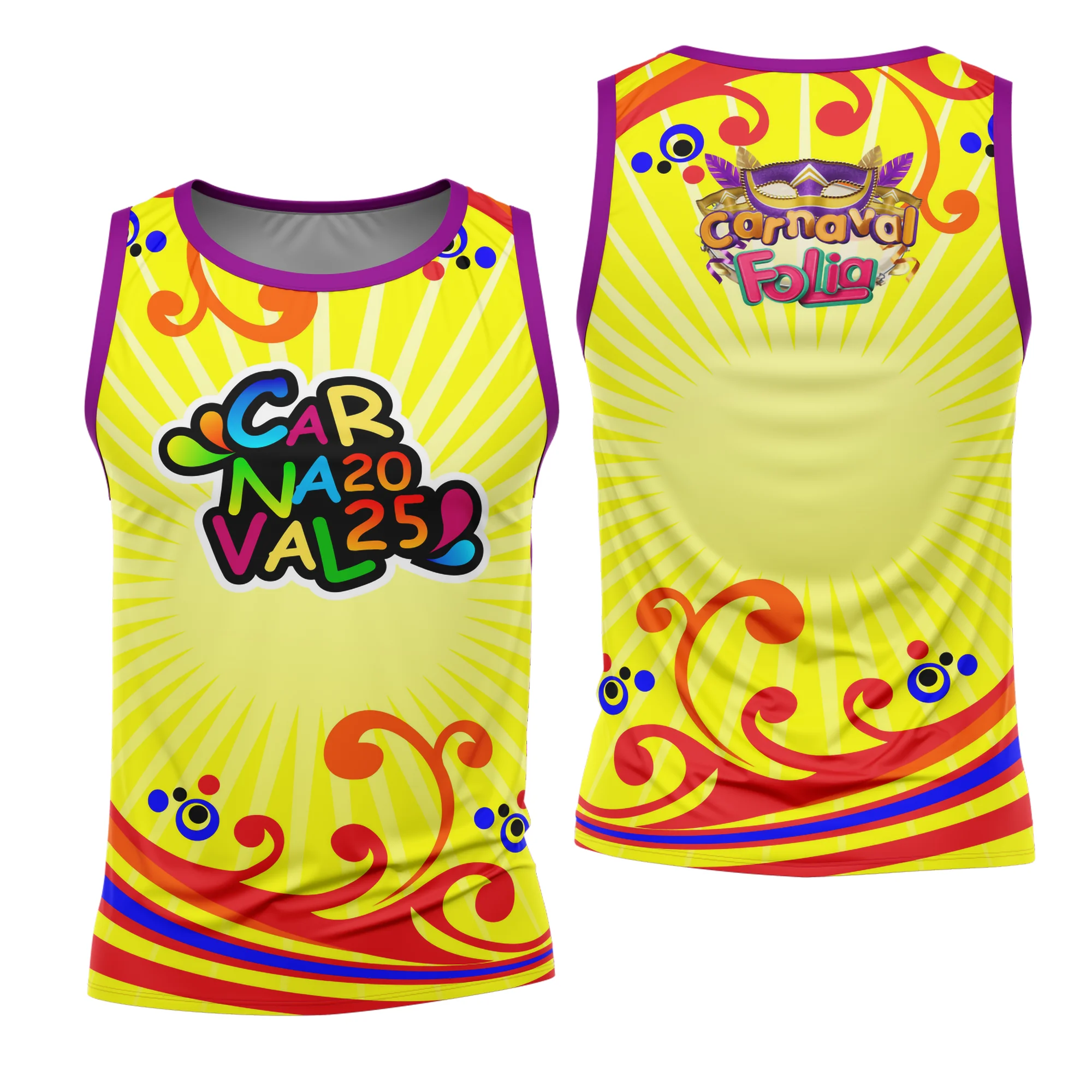 Camiseta unissex branca com logo no peito e estampa grande nas costas, tema Abadá Carnaval 2026 Modelo 67, perfeita para festa e clima animado.