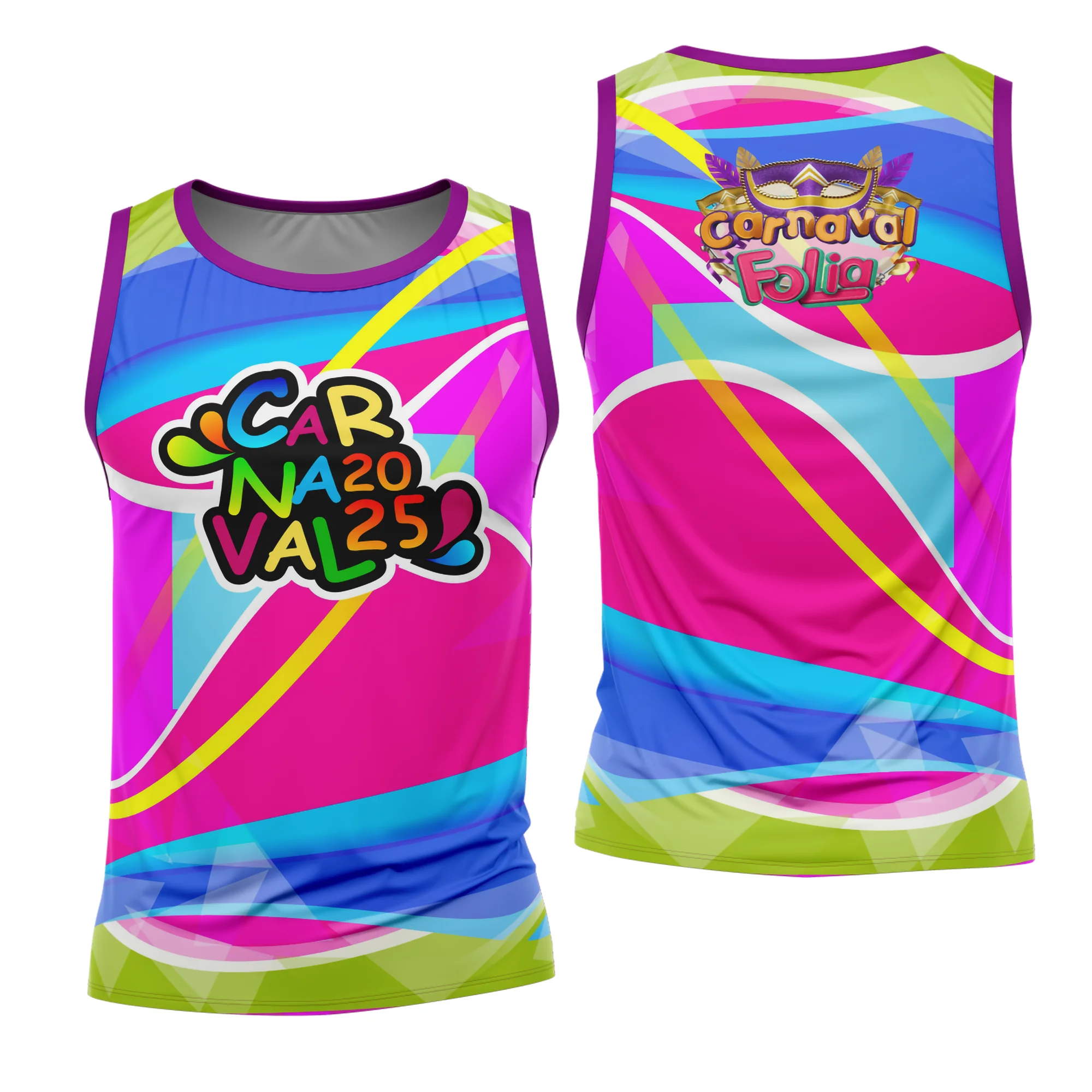 Camiseta unissex, preta com logo no peito e estampa grande nas costas com tema de Abadá Carnaval 2026 Modelo 73, ideal para festas e eventos de carnaval.