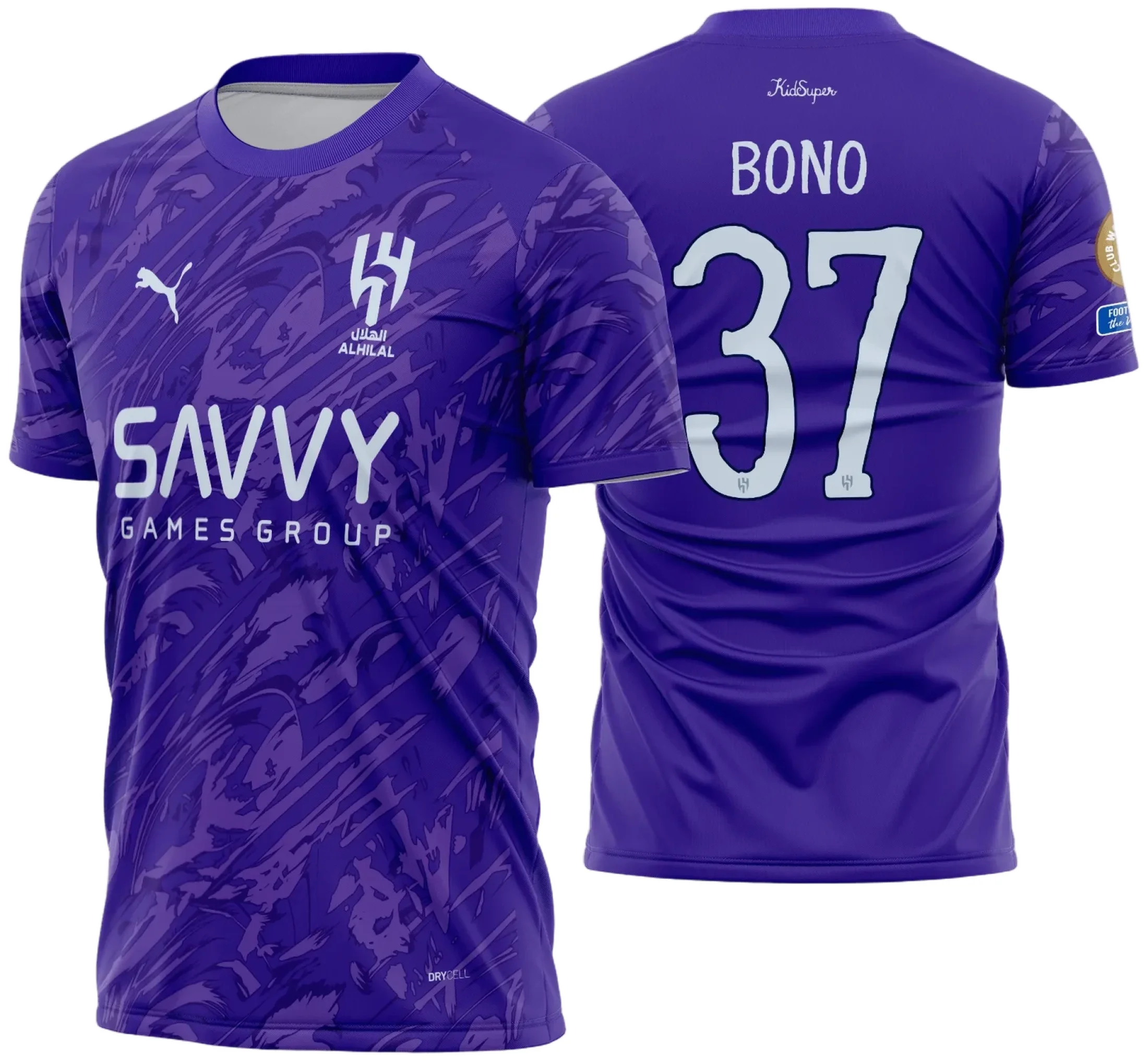 Camisa preta unissex com logo no peito e estampa grande nas costas inspirada na Camisa Al Hilal CWC Goleiro 2025-2026, perfeita para torcedores e fãs do futebol.
