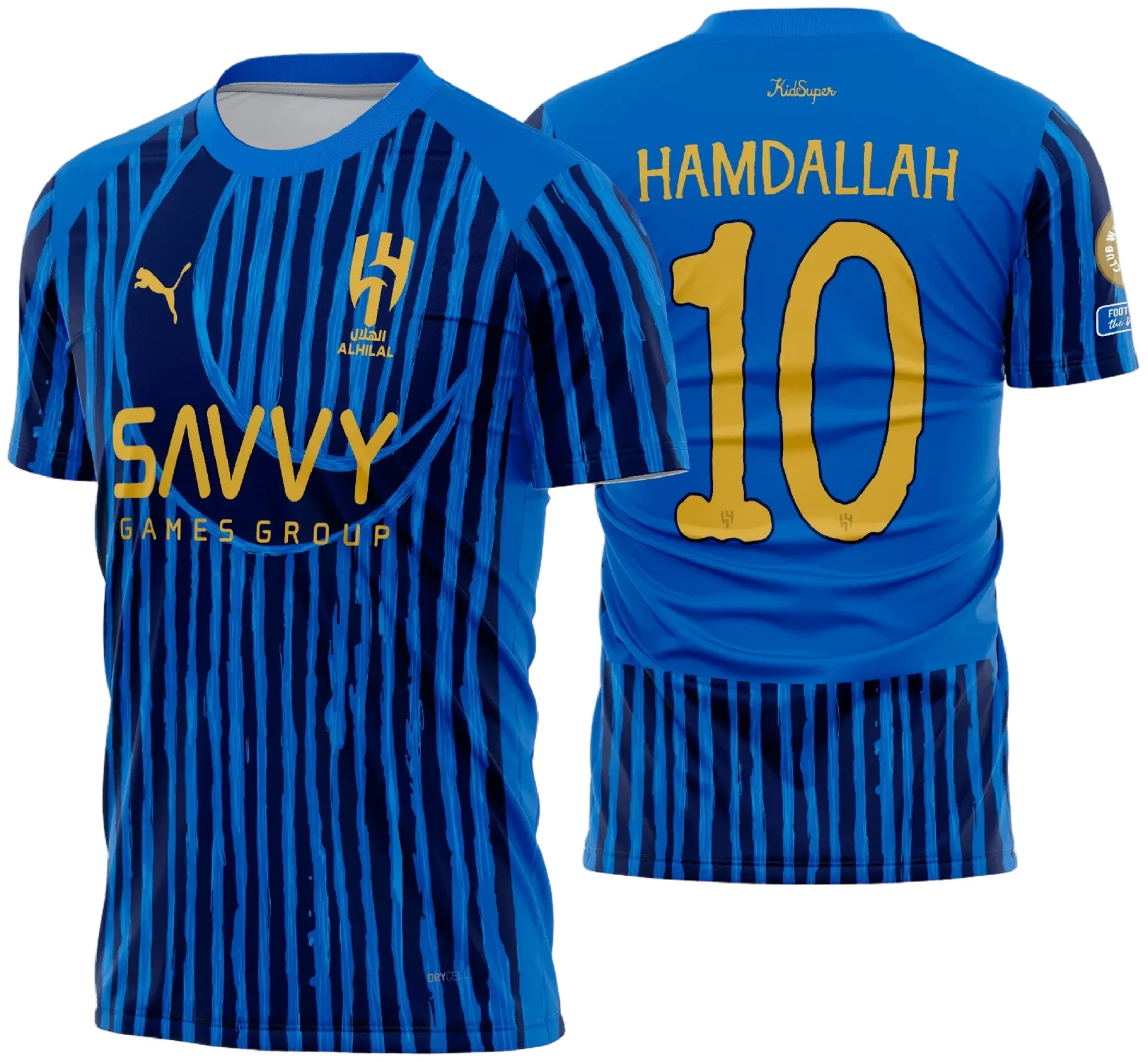 Camiseta unissex preta com logo no peito e estampa grande nas costas do Al Hilal CWC Titular 2025 2026, ideal para torcedores e colecionadores.