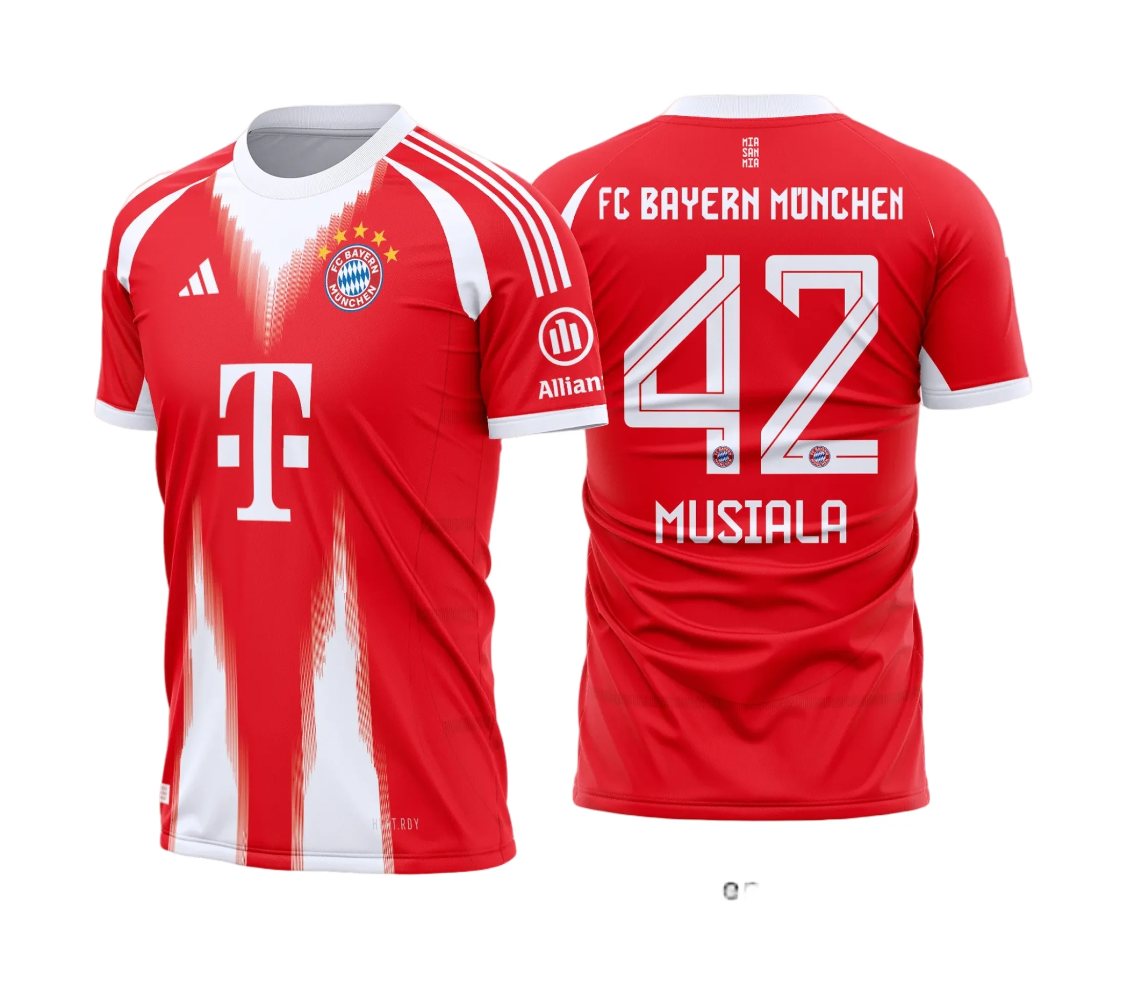 Camiseta unissex preta com logo do Bayern de Munique no peito e estampa grande nas costas, tema Bayern de Munique Titular 2025 2026, ideal para fãs e torcedores.