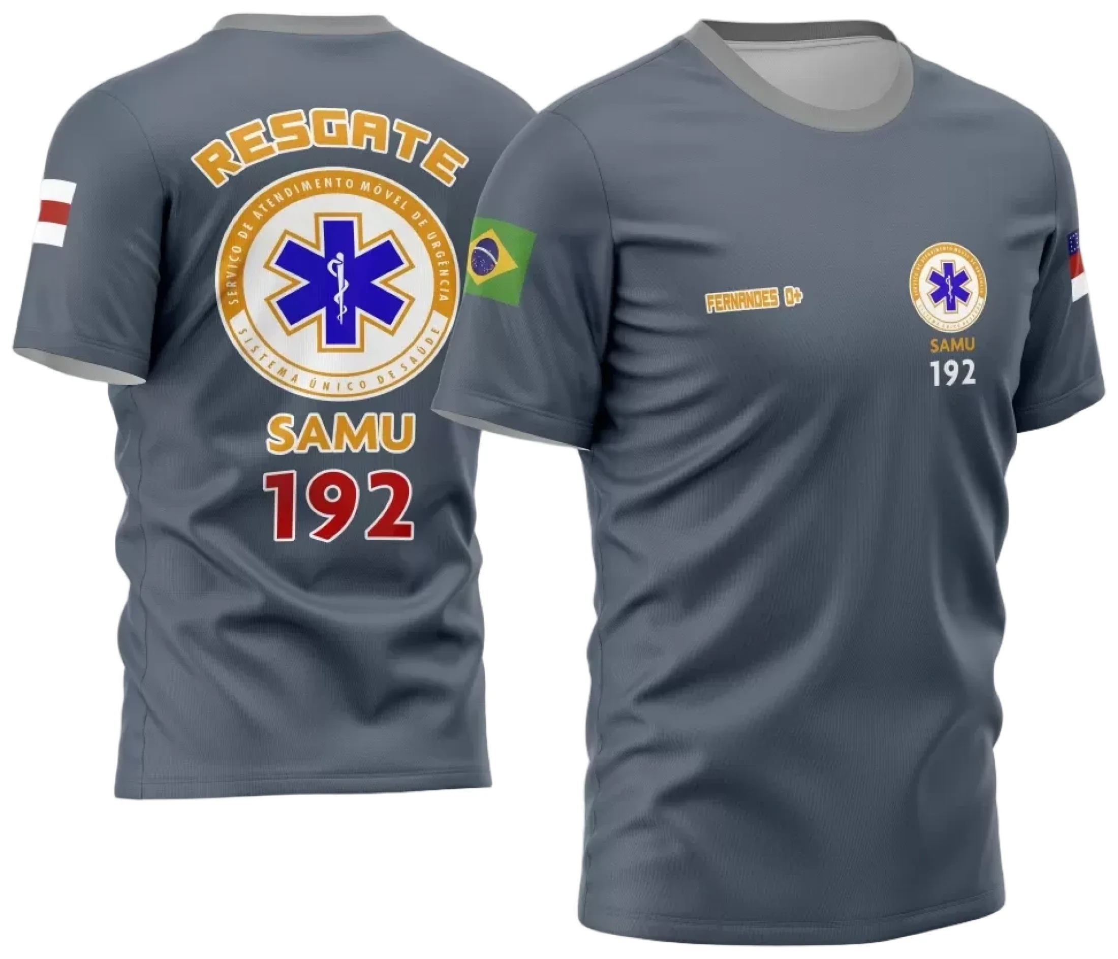 Camiseta preta unissex com logo no peito e estampa grande nas costas, destacando o tema Bombeiro Resgate 2024 Modelo 03, perfeita para quem valoriza coragem e ação.