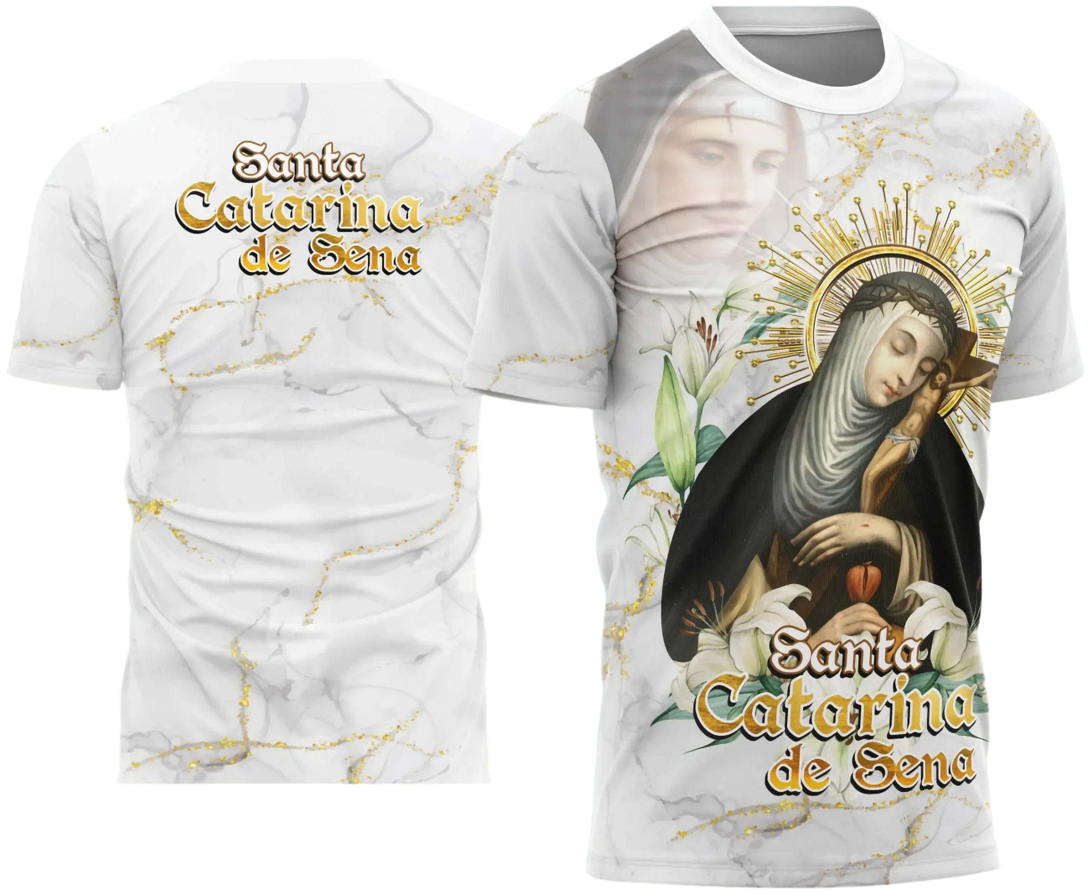 Arte Estampa Camisa de Religião - Santa Catarina de Sena
