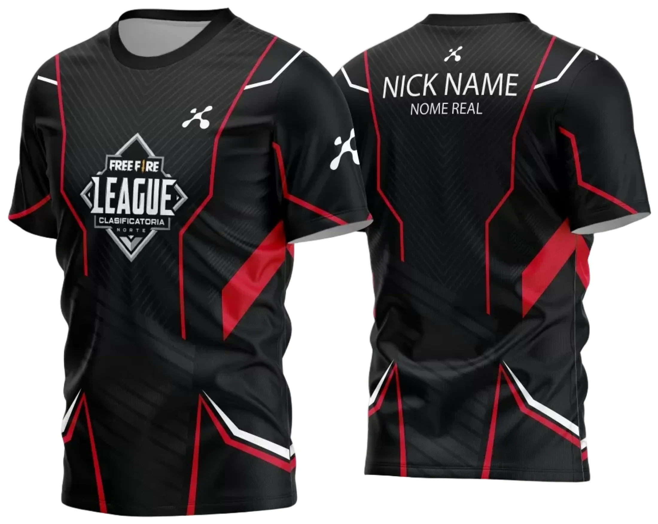 Camiseta unissex preta com logo no peito e estampa grande nas costas inspirada em Game 2024 2025, design moderno e vibrante ideal para fãs de jogos.