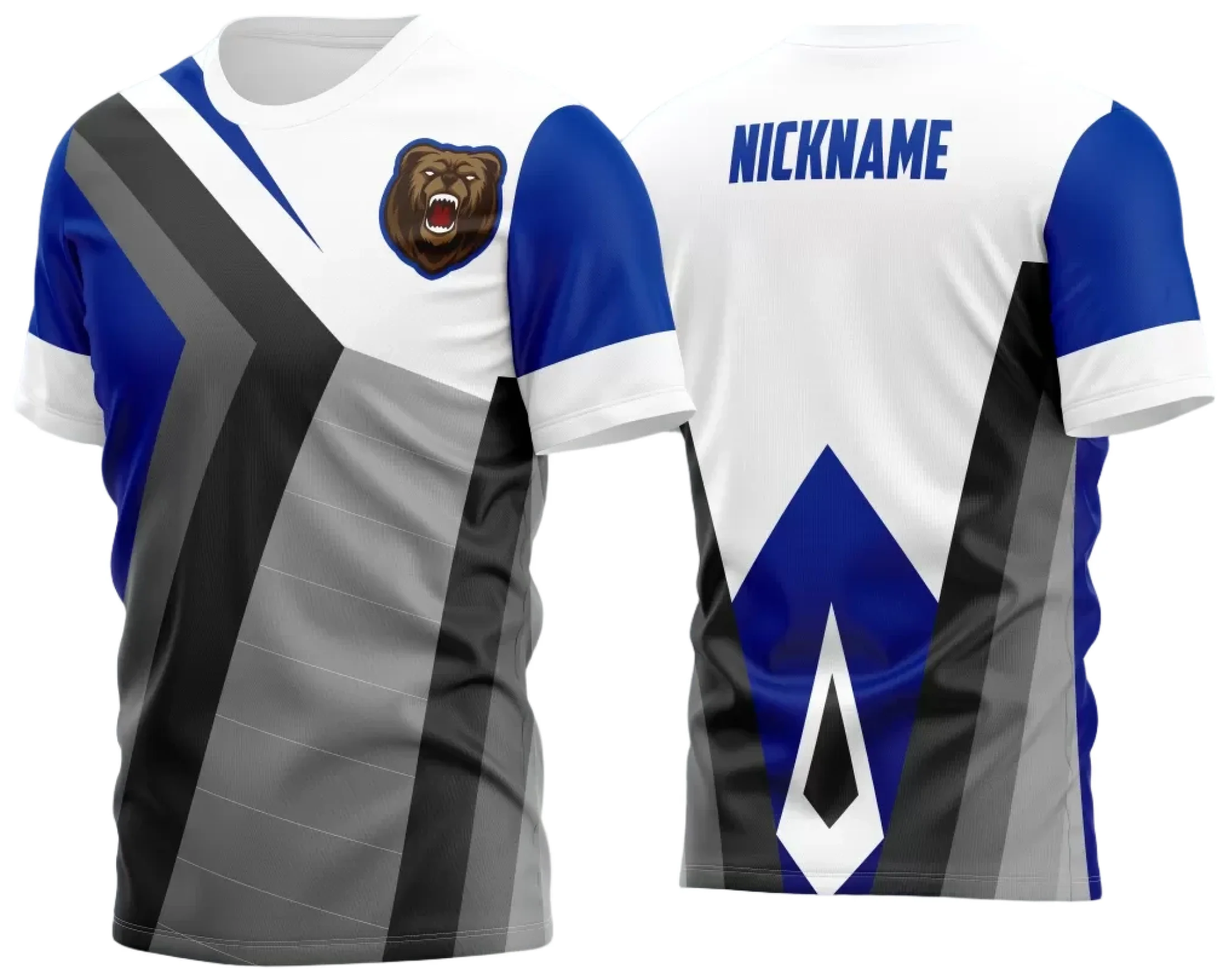 Camiseta unissex preta com logo no peito e estampa grande nas costas com tema Game 2024 2025, perfeita para fãs de jogos e estilo moderno.