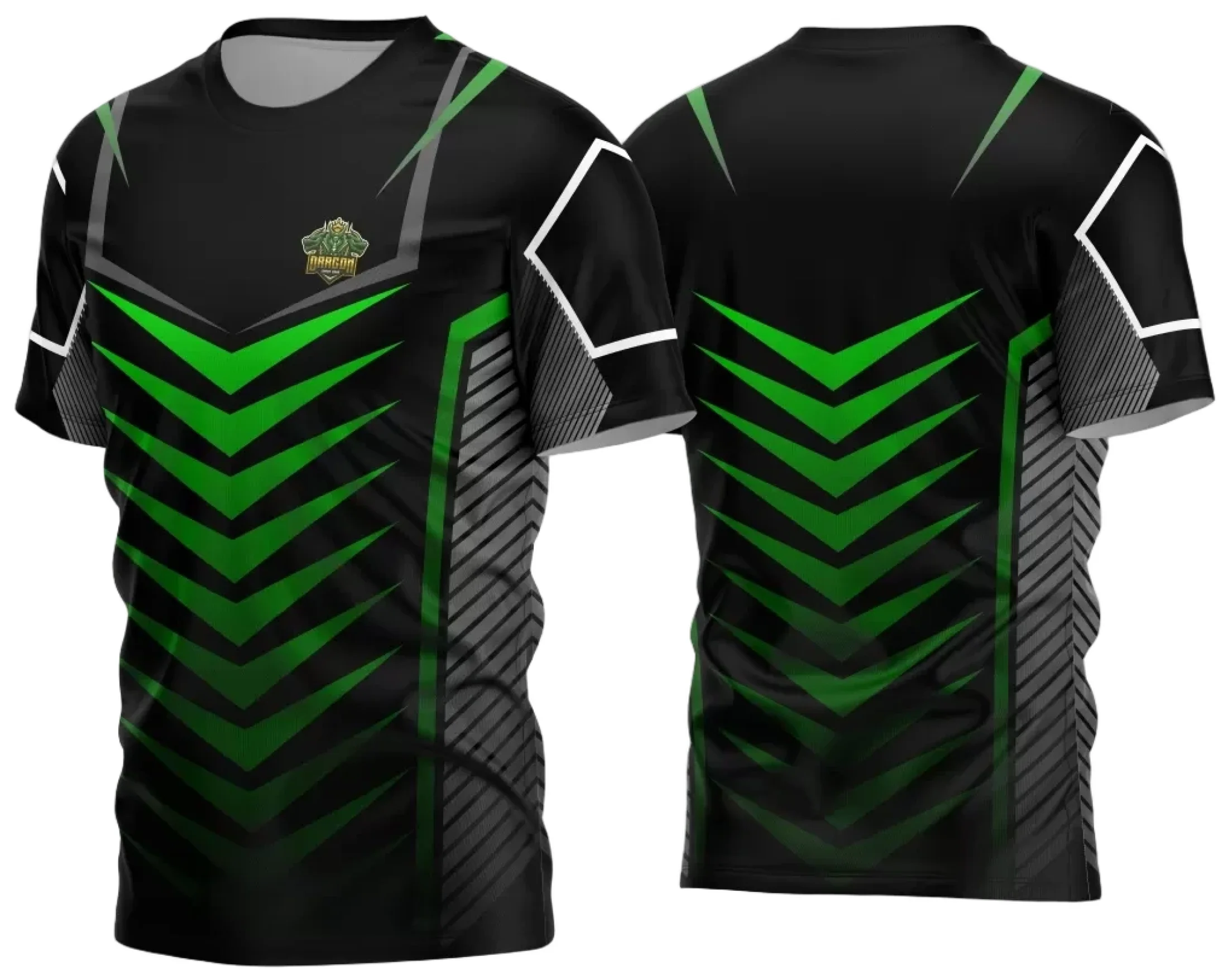 Camiseta unissex preta com logo no peito e estampa grande nas costas inspirada no tema Game 2024 2025, visual moderno e estiloso perfeito para fãs de jogos
