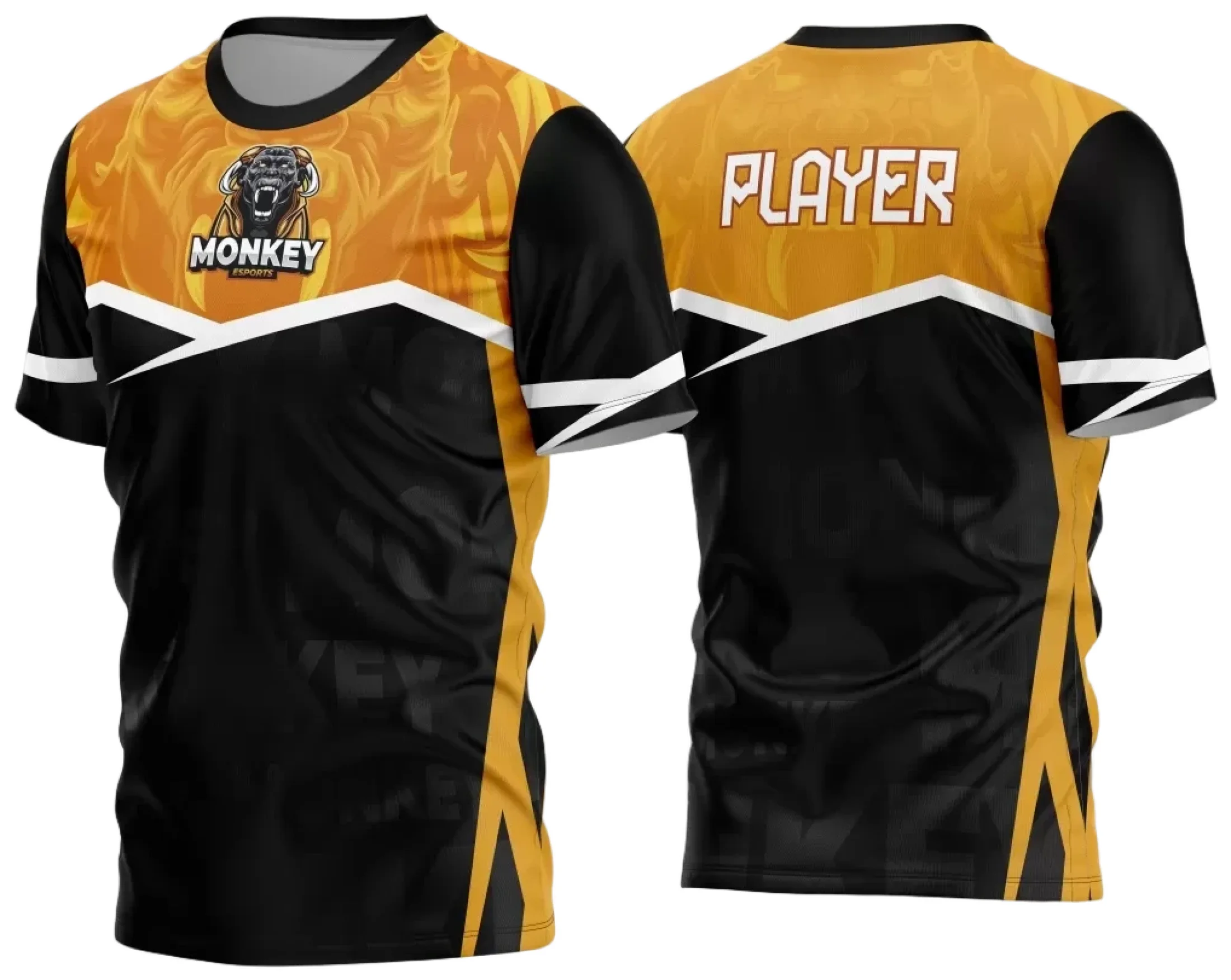 Camiseta unissex preta com logo no peito e estampa grande nas costas, tematizada em Game 2024 2025, ideal para fãs e eventos de jogos.