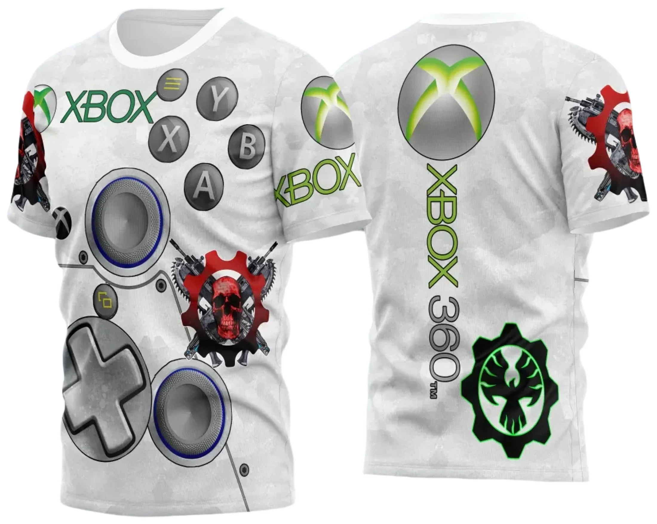 Camiseta unissex preta com logo no peito e estampa grande nas costas com tema Game 2024 2025, estilo moderno e casual para fãs de games.