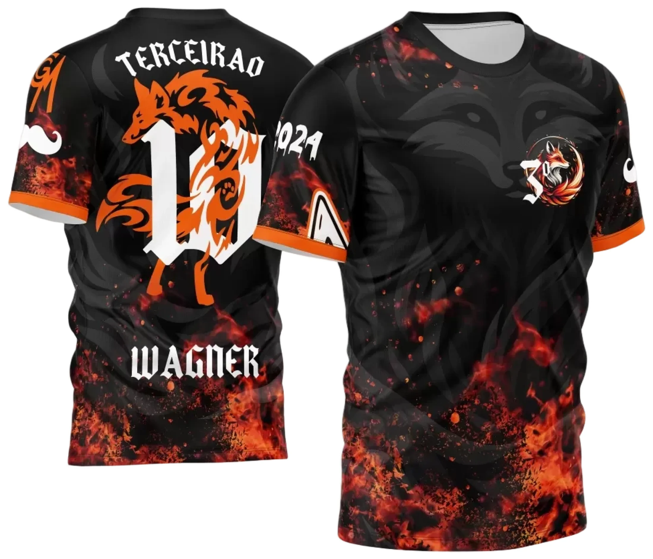 Camiseta preta unissex com logo no peito e estampa grande nas costas inspirada no tema InterClasse 2024 Fox, perfeita para ocasiões especiais e uso casual.