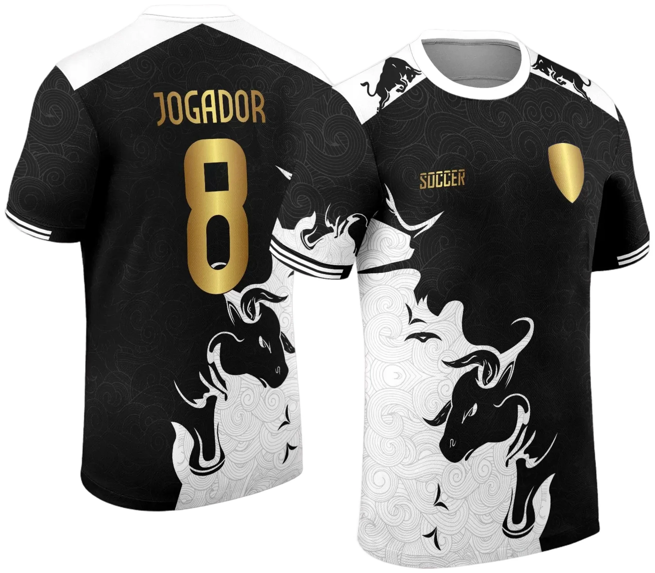 Camiseta unissex preta com logo no peito e estampa grande nas costas destaque para o tema Touro Feroz do Interclasse 2024, visual marcante e moderno ideal para uso casual ou esportivo.