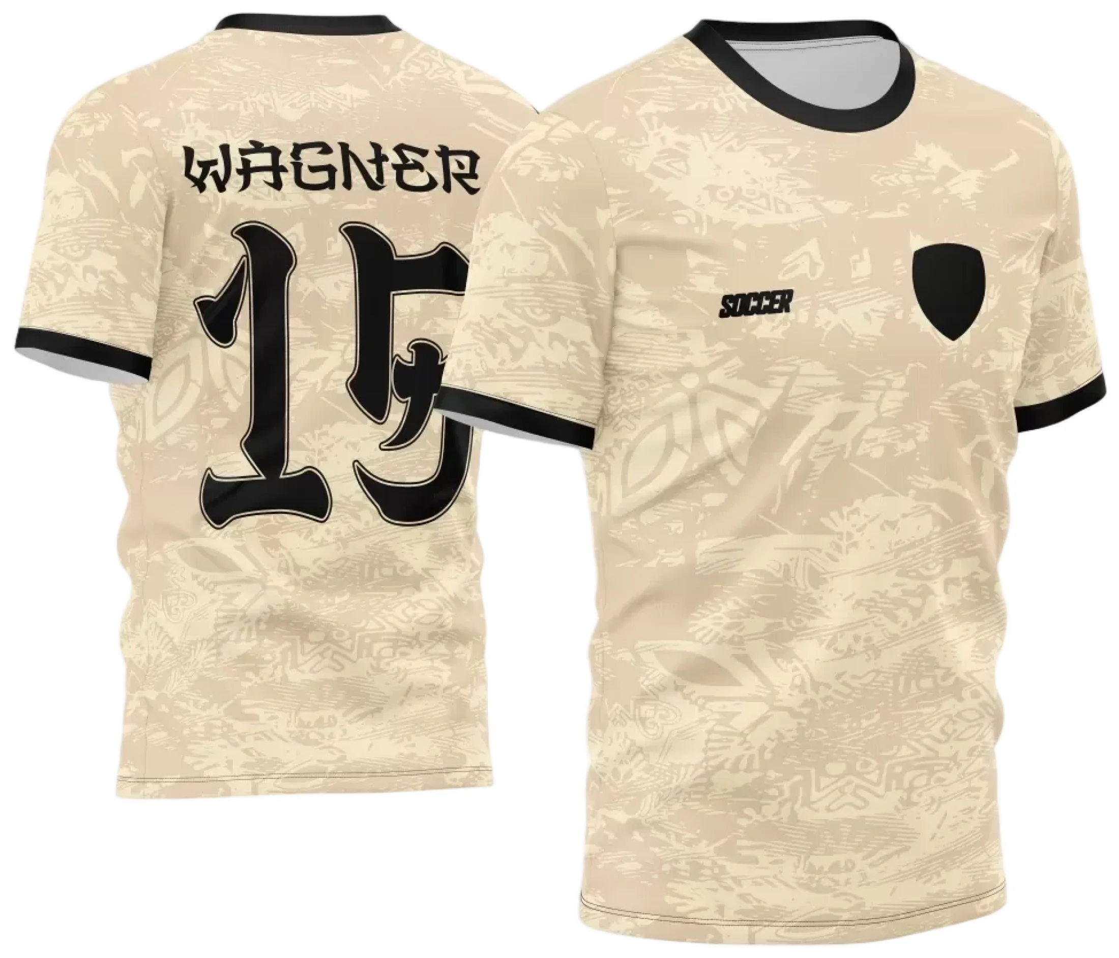 Camiseta unissex preta com logo no peito e estampa grande nas costas, tema InterClasse 2024, design moderno para uso casual e eventos escolares.