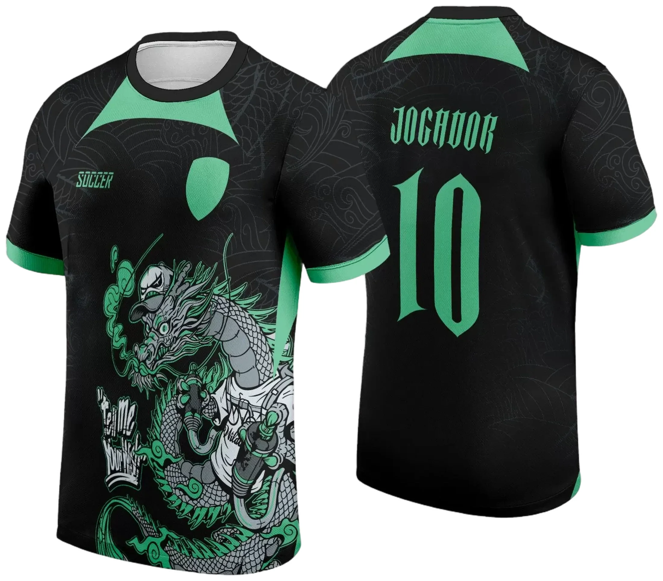 Camiseta unissex preta com logo no peito e estampa grande nas costas do Dragão para Interclasse Jogos Internos 2024, ideal para eventos esportivos.