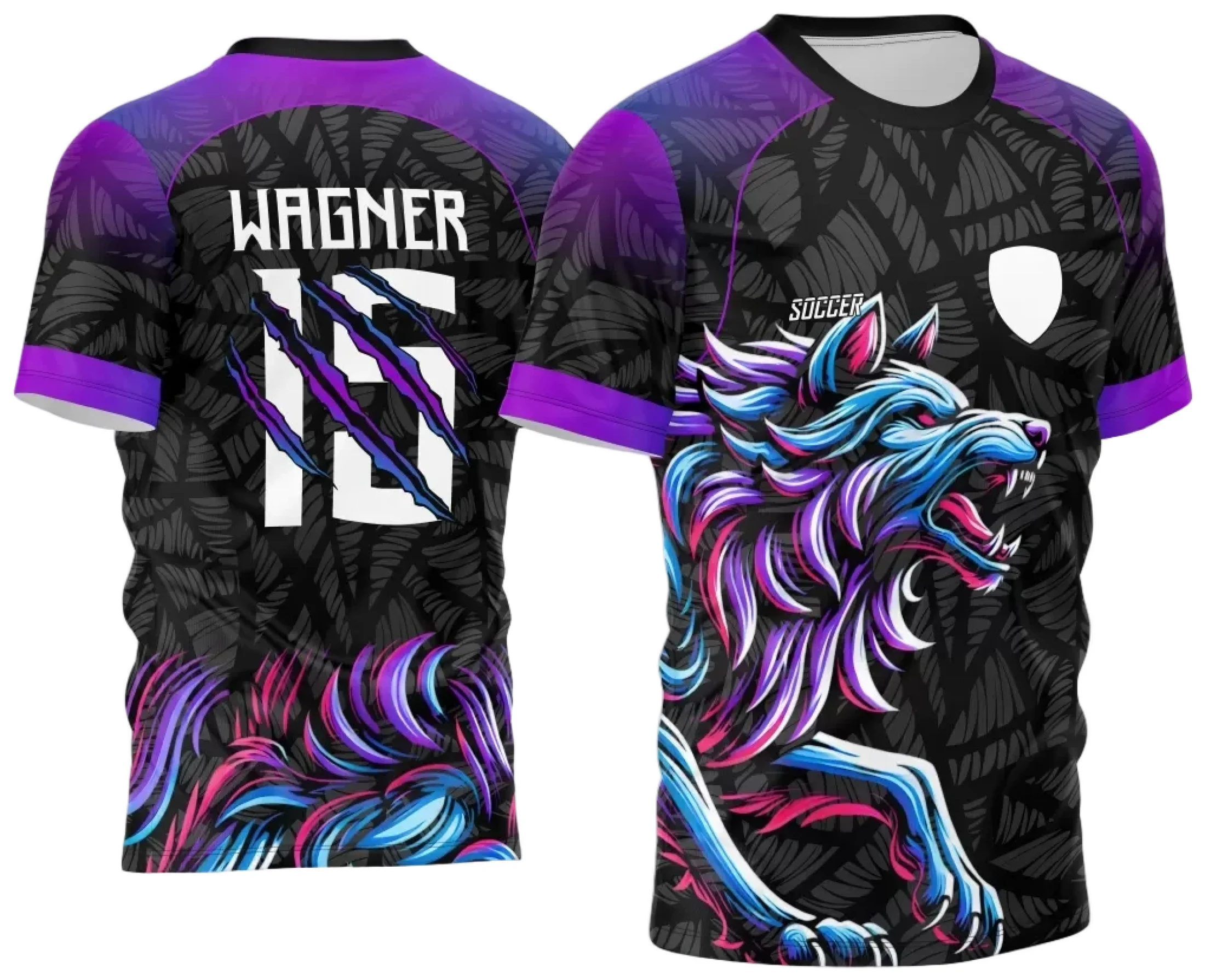 Camiseta unissex preta com logo no peito e estampa grande nas costas do Interclasse Lobo 2024 2025, ideal para eventos escolares e confraternizações.