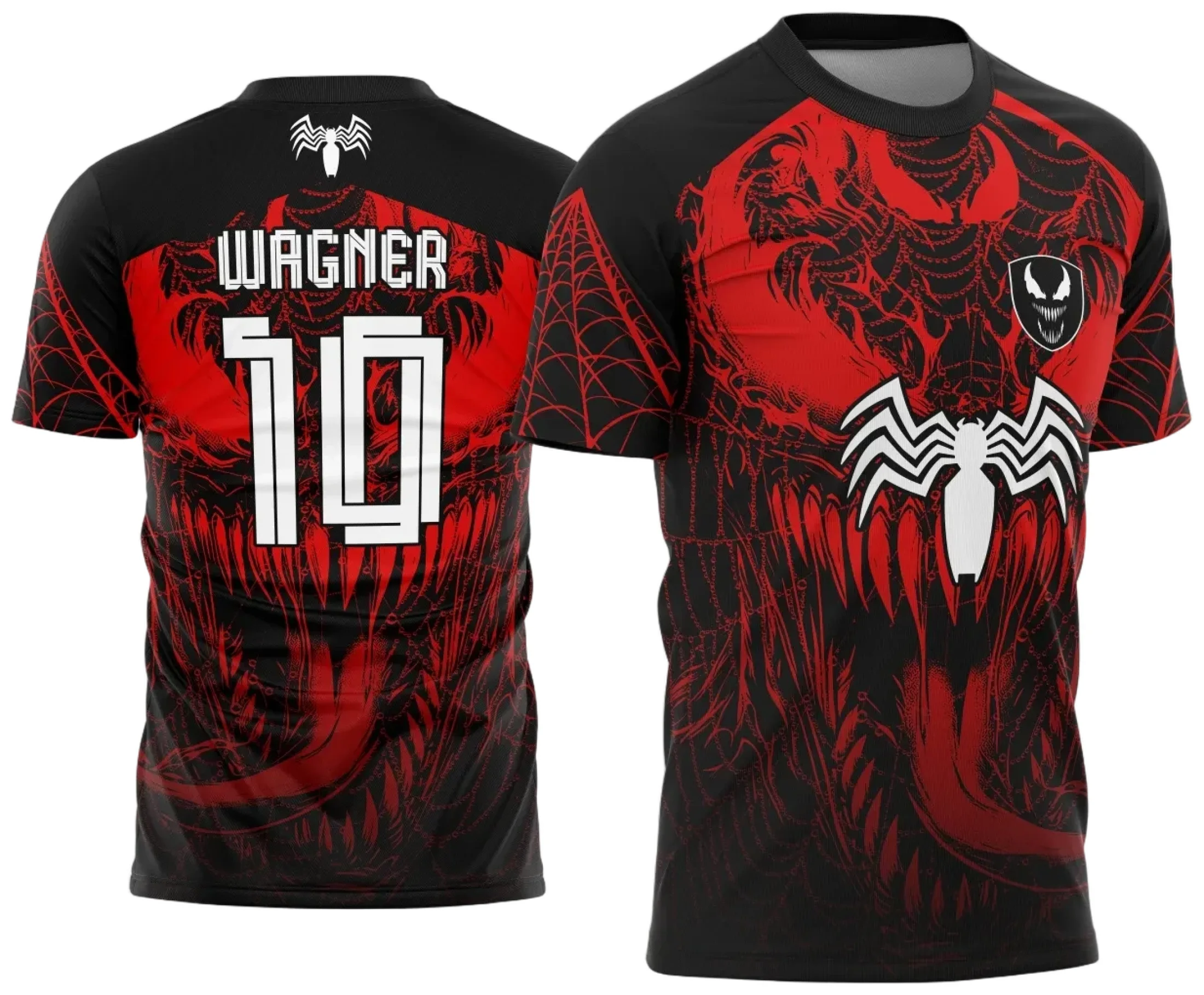 Camiseta unissex preta com logo no peito e estampa grande nas costas do tema Interclasse Venom 2025, destacando estilo urbano e visual moderno perfeito para fãs e eventos especiais