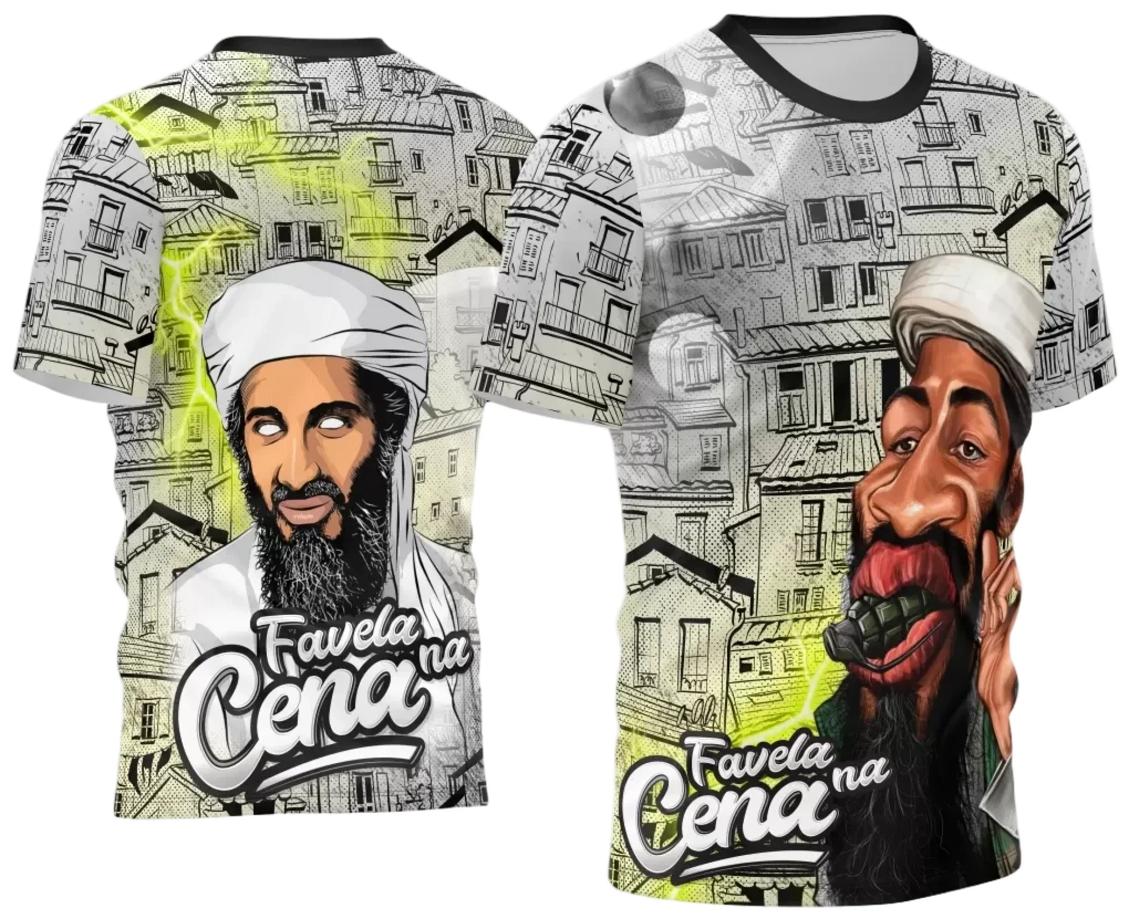Camiseta unissex preta com logo no peito e estampa grande nas costas com design Quebrada 2024, mostrando modernidade e estilo urbano com contraste marcante.