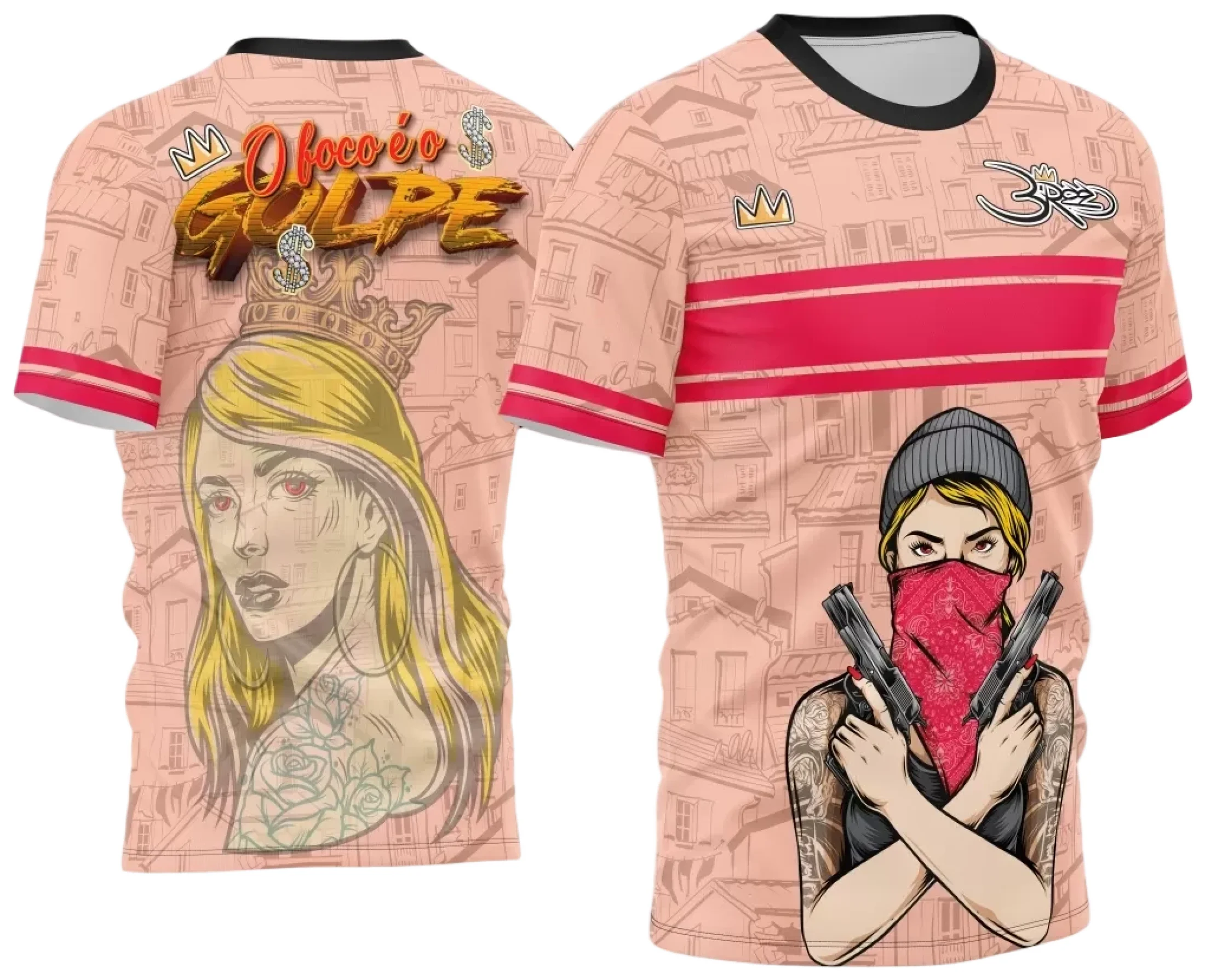 Camiseta unissex preta com logo no peito e estampa grande nas costas mostrando a temática Quebrada 2024, perfeita para destaque urbano e moderno.