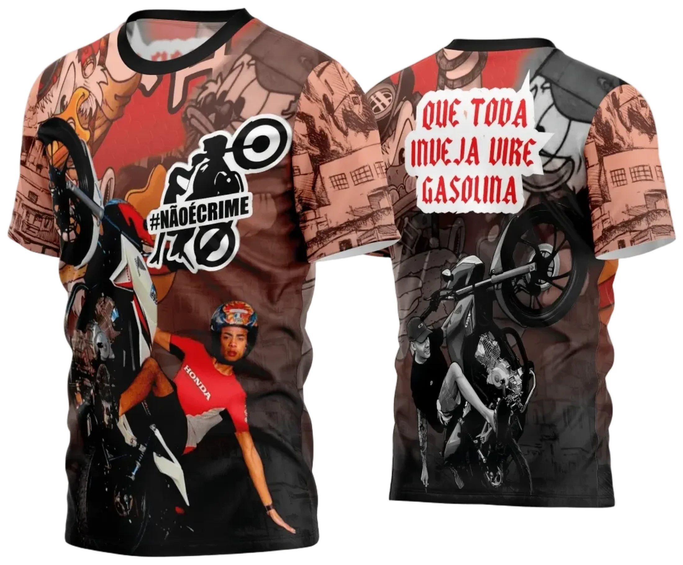 Camiseta unissex preta com logo no peito e estampa grande nas costas temática Quebrada 2024, destacando um design moderno e urbano, perfeita para quem curte estilo autêntico e casual.