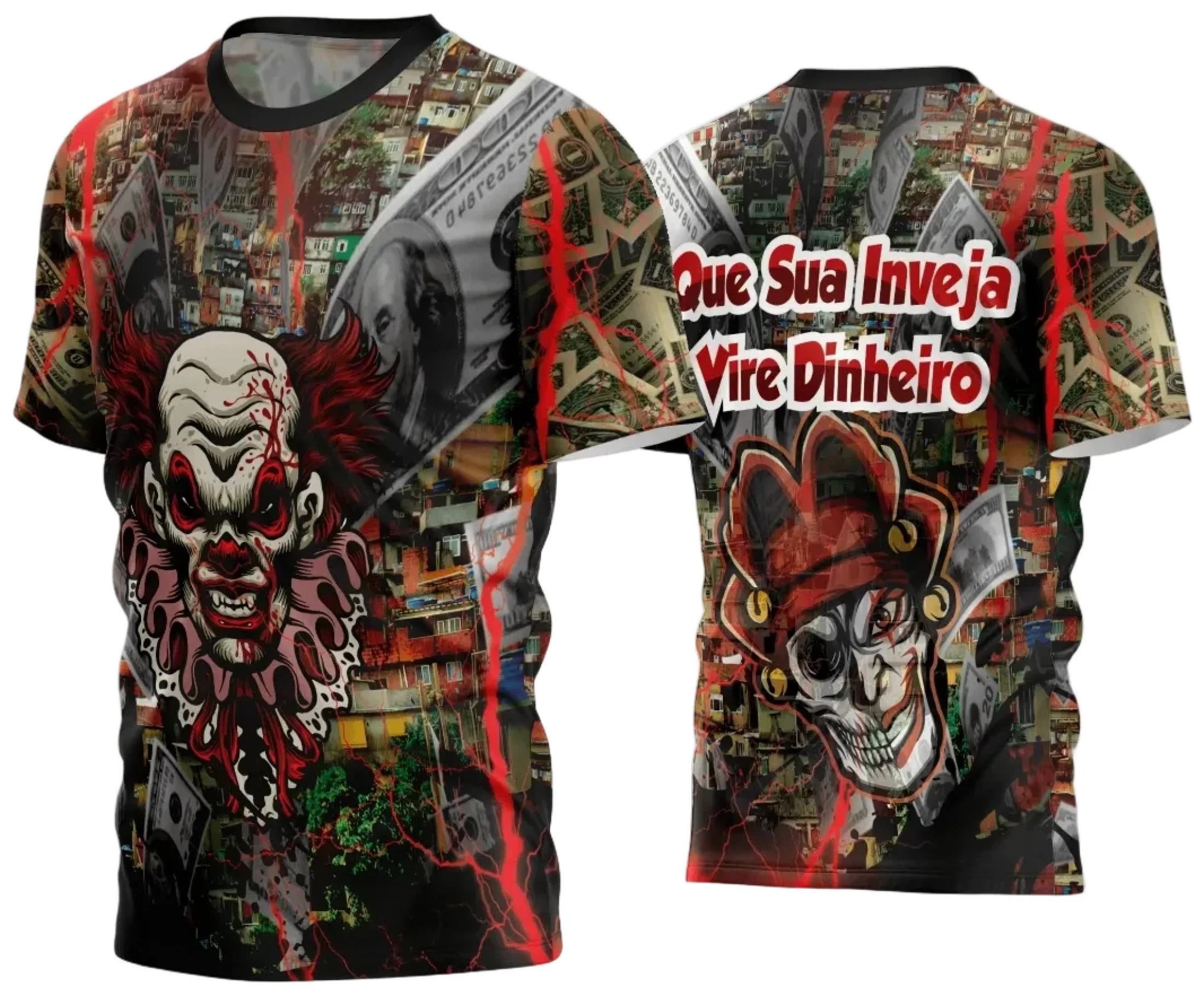 Camiseta unissex preta com logo no peito e estampa grande nas costas com tema Camisa Quebrada 2024, destacando estilo moderno e urbano na peça.