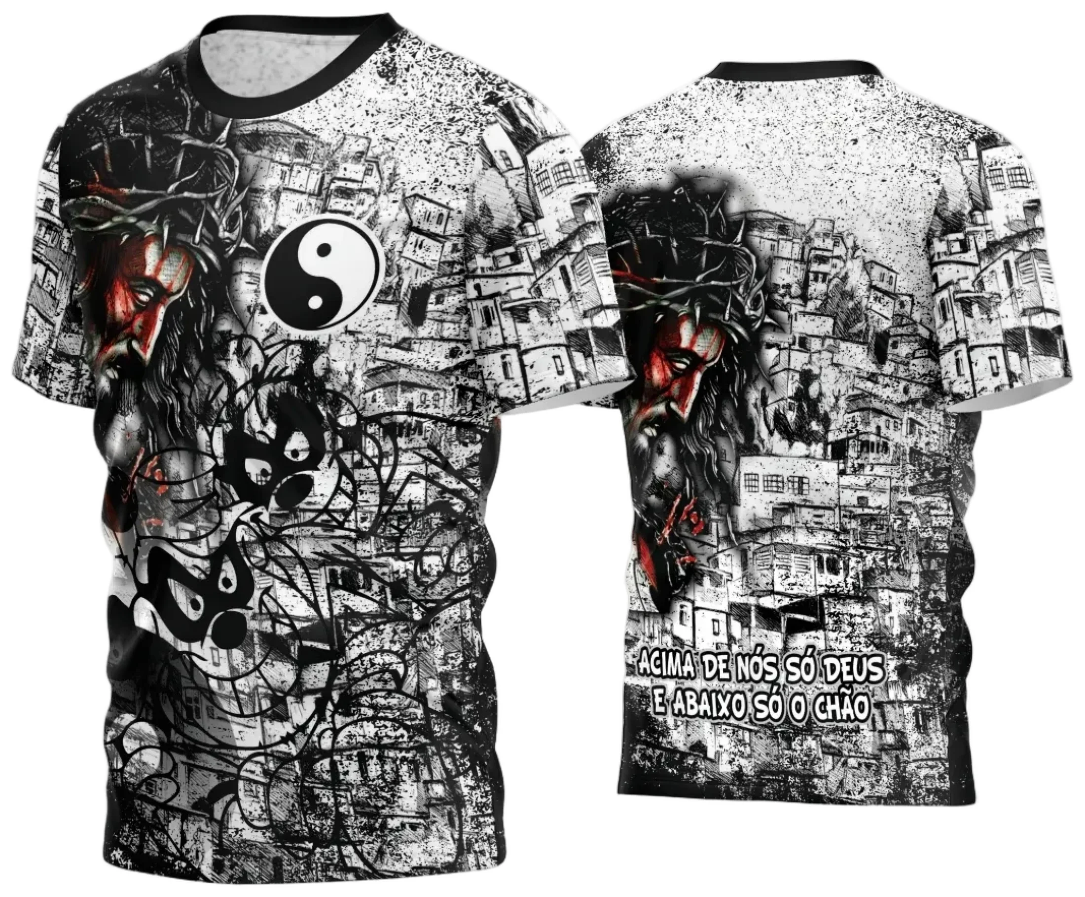 Camiseta unissex preta com logo no peito e estampa grande nas costas inspirada em Quebrada 2024, estilo urbano e moderno para quem busca atitude e identidade nas roupas.