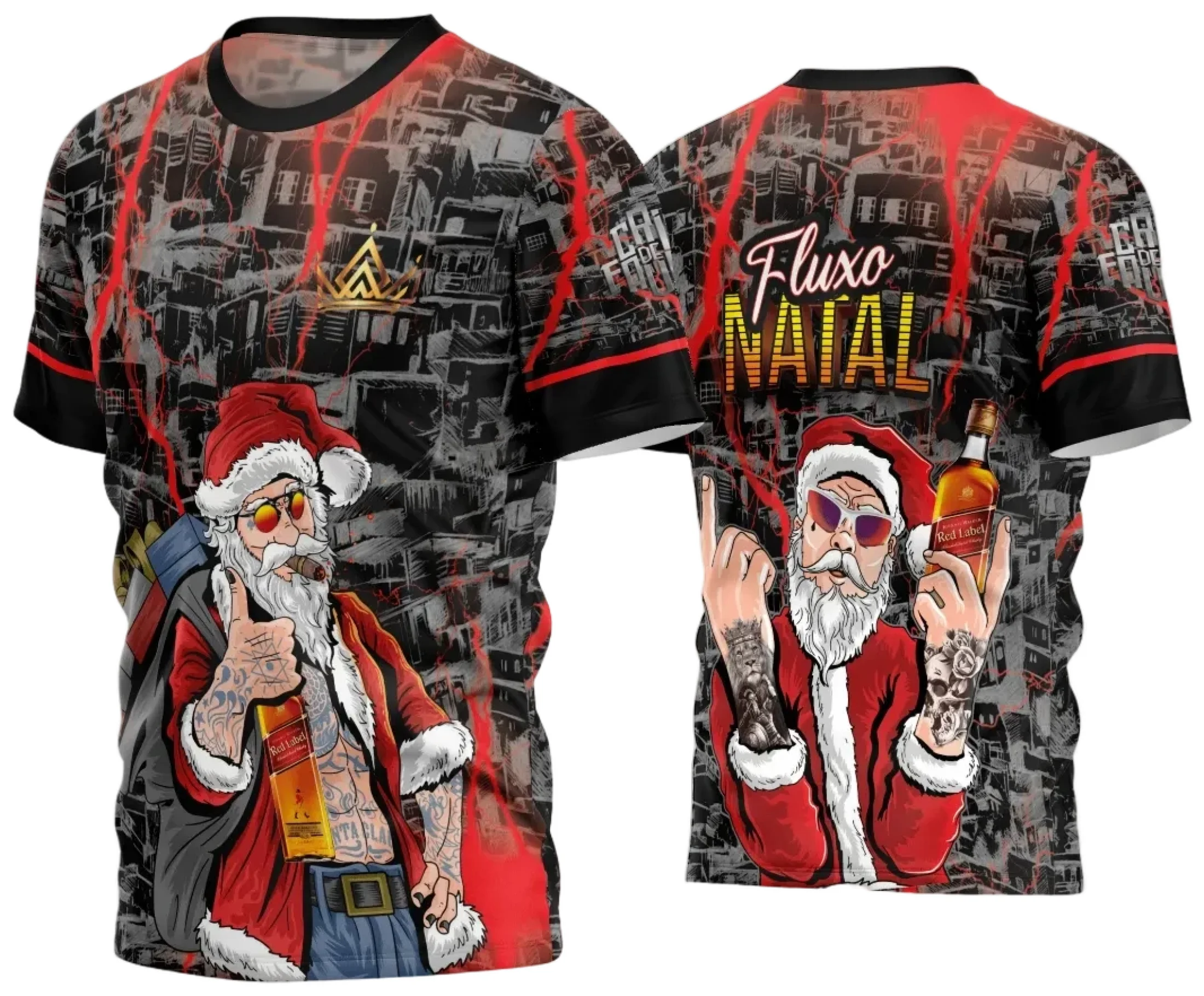 Camiseta unissex preta com logo no peito e estampa grande nas costas mostrando design Camisa Quebrada 2024, ideal para quem quer estilo moderno e autêntico.