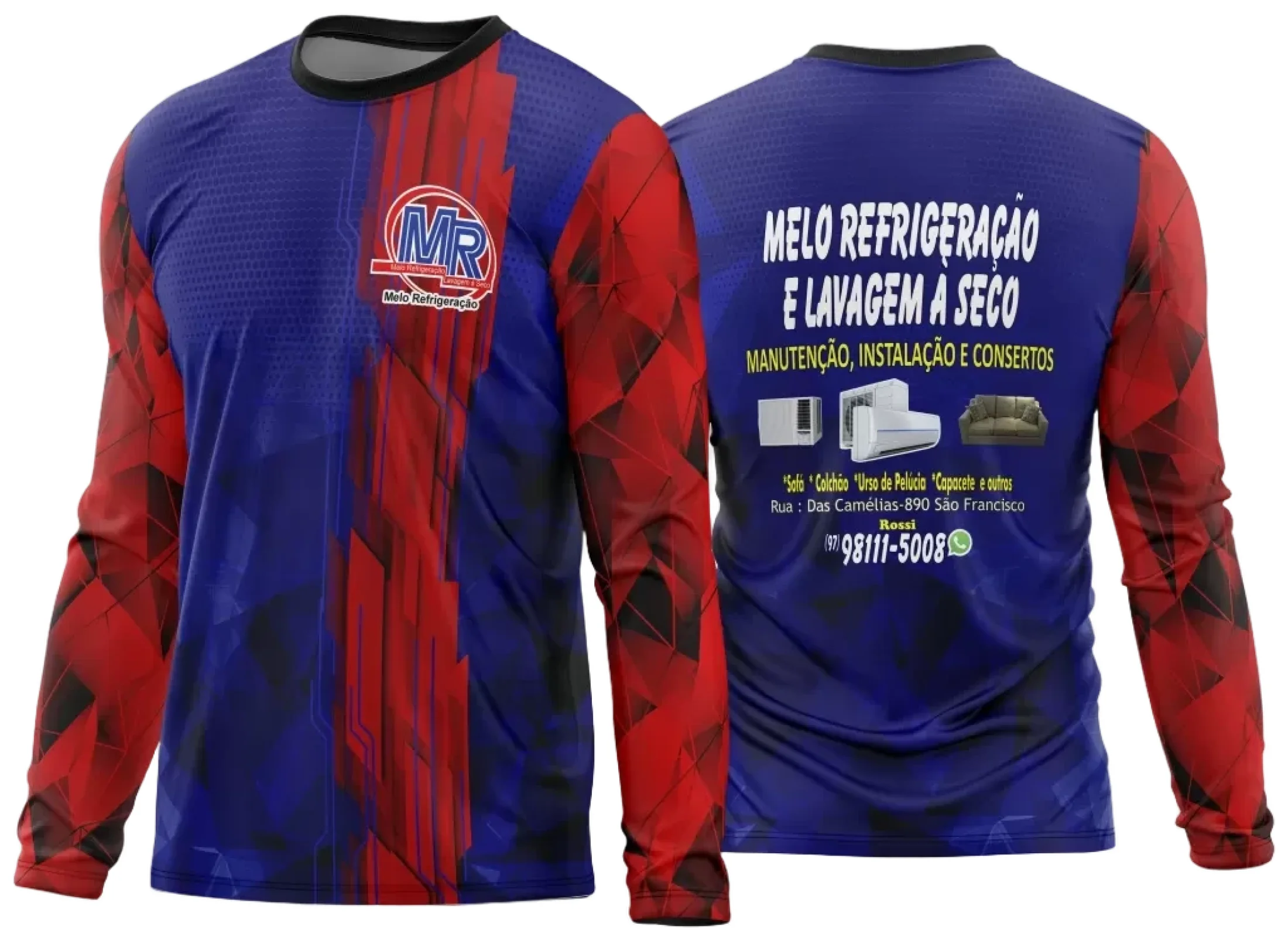 Camiseta unissex preta com logo no peito e estampa grande nas costas com tema de refrigeração e ar condicionado 2024, ideal para profissionais do setor e entusiastas da área técnica.