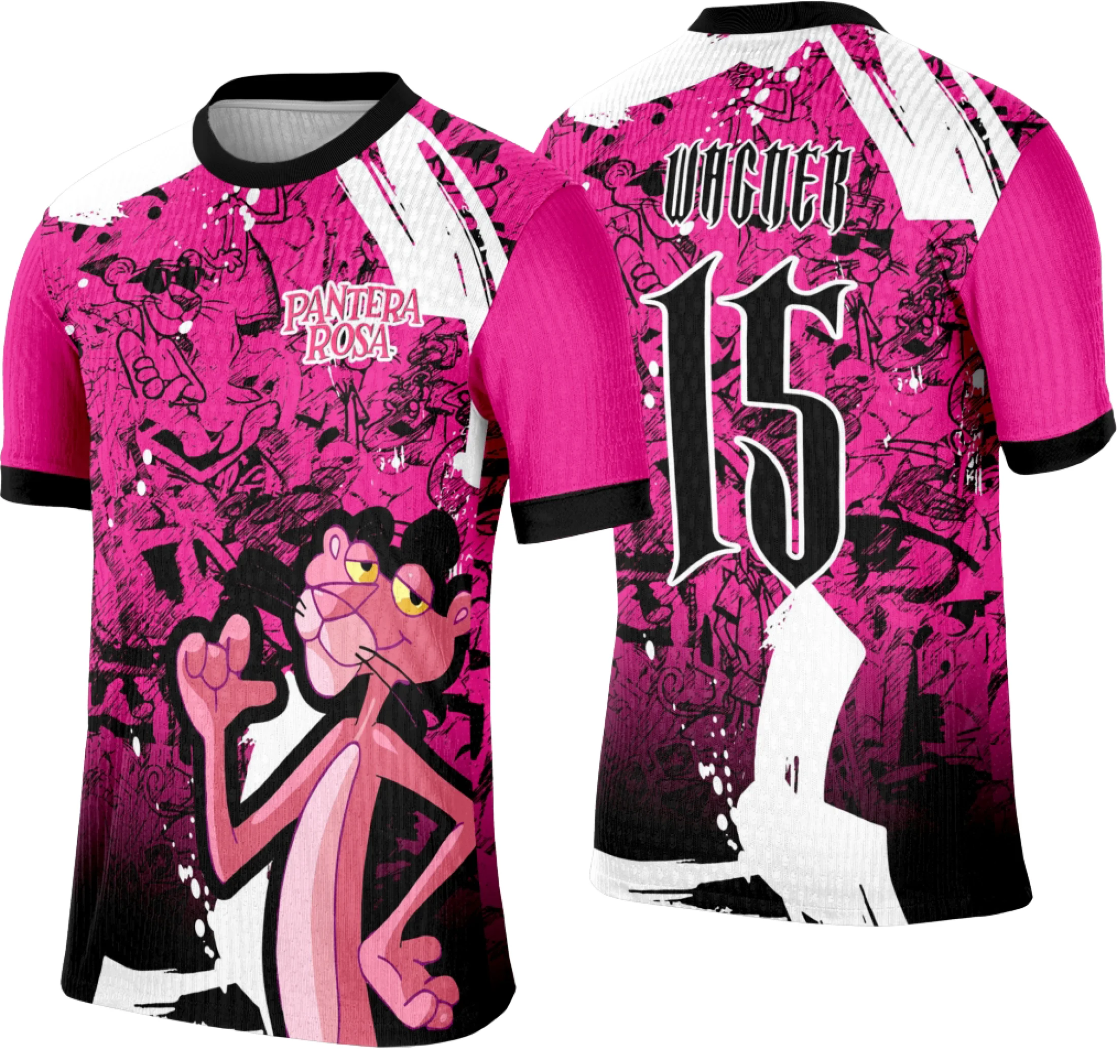 Arte Template Camisa Interclasse Pantera cor de Rosa  - 0035