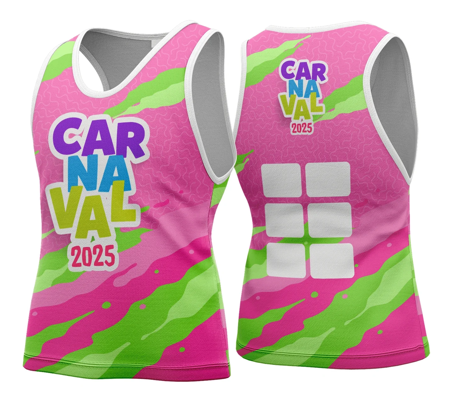 Camiseta unissex branca com logo no peito e estampa grande nas costas com tema Abadá de Carnaval 2026 Modelo 163, perfeita para festejos e blocos carnavalescos.