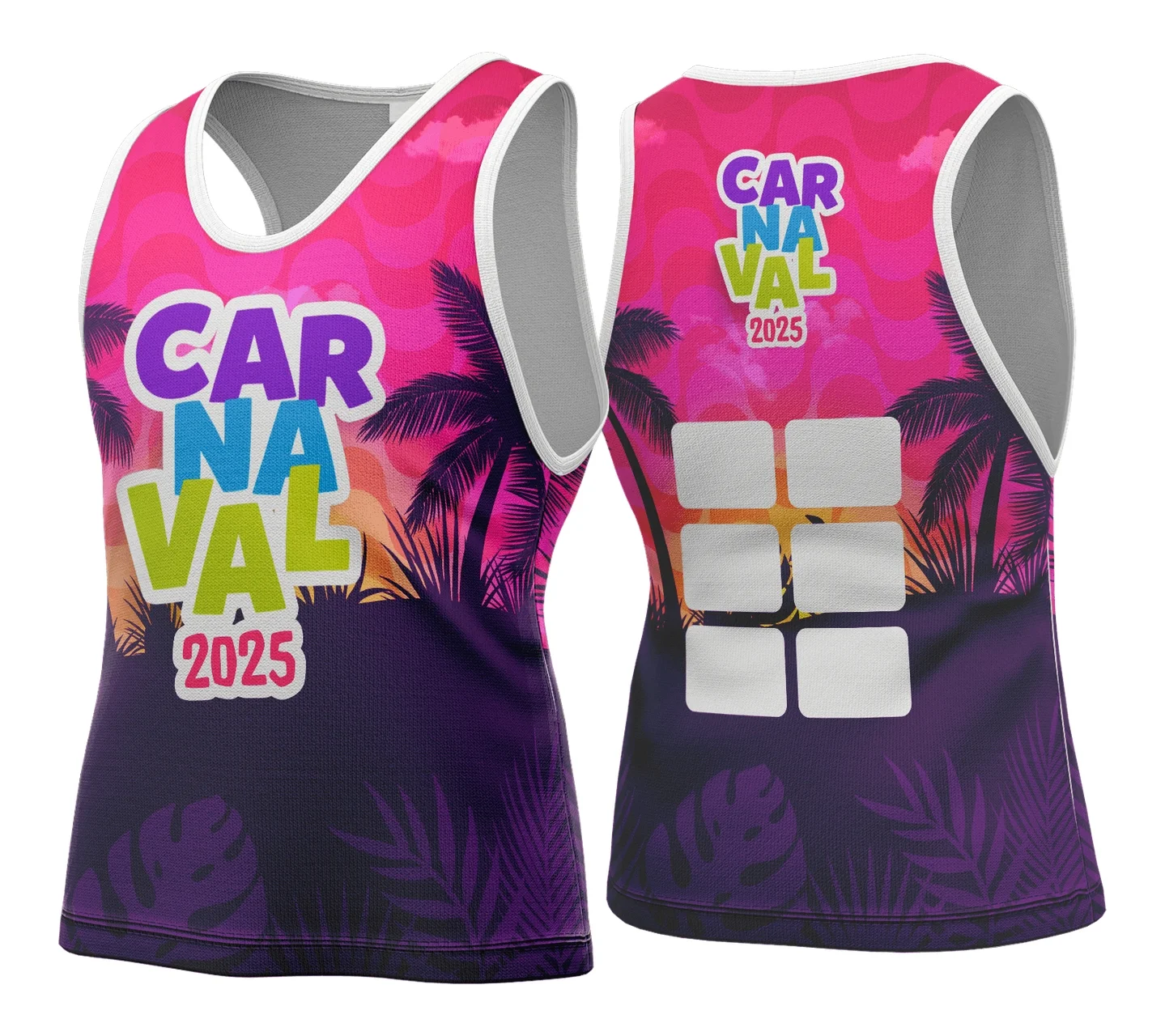 Camiseta unissex branca com logo no peito e estampa grande nas costas, tema Abadá Carnaval 2026 Modelo 164, perfeita para folia com conforto e estilo.