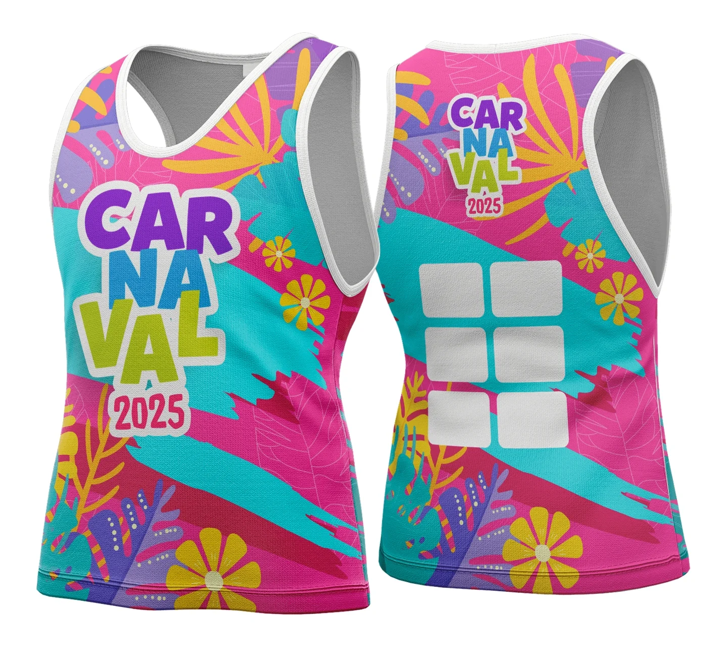 Camiseta unissex branca com logo no peito e estampa grande nas costas inspirada no Carnaval 2026, modelo 170, ideal para festa e bloco de rua.