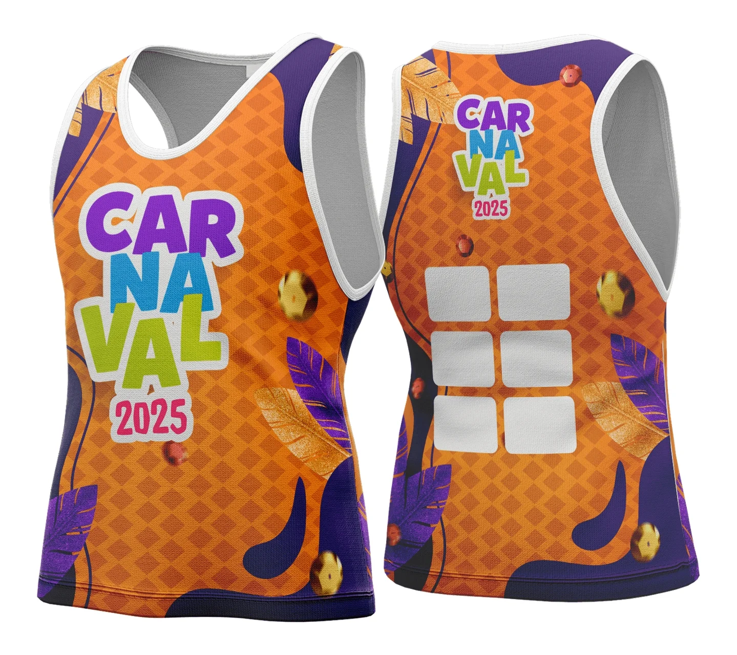 Camiseta unissex branca com logo no peito e estampa grande nas costas celebrando o Carnaval 2026 no modelo 182, ideal para festas e blocos de rua.