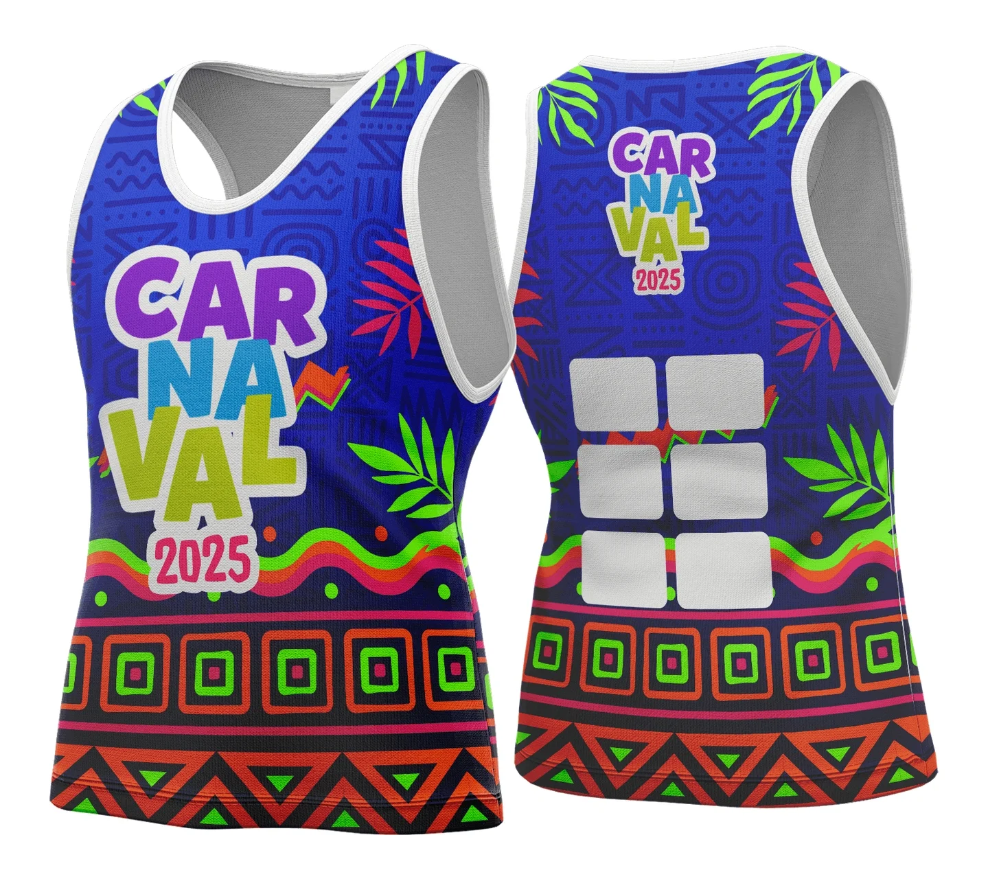 Camiseta unissex branca com logo no peito e estampa grande nas costas, inspirada no Carnaval 2026 Modelo 188, ideal para festas e blocos de rua.