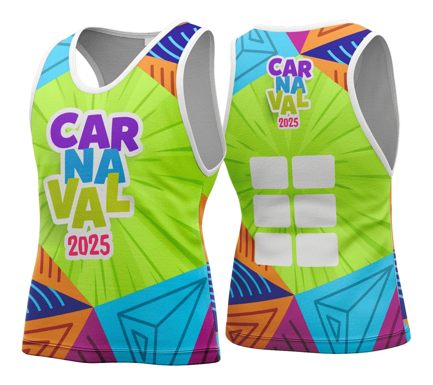 Camiseta unissex branca com logo no peito e estampa grande nas costas, com tema de Abadá Carnaval 2026 Modelo 200, ideal para festa e folia.