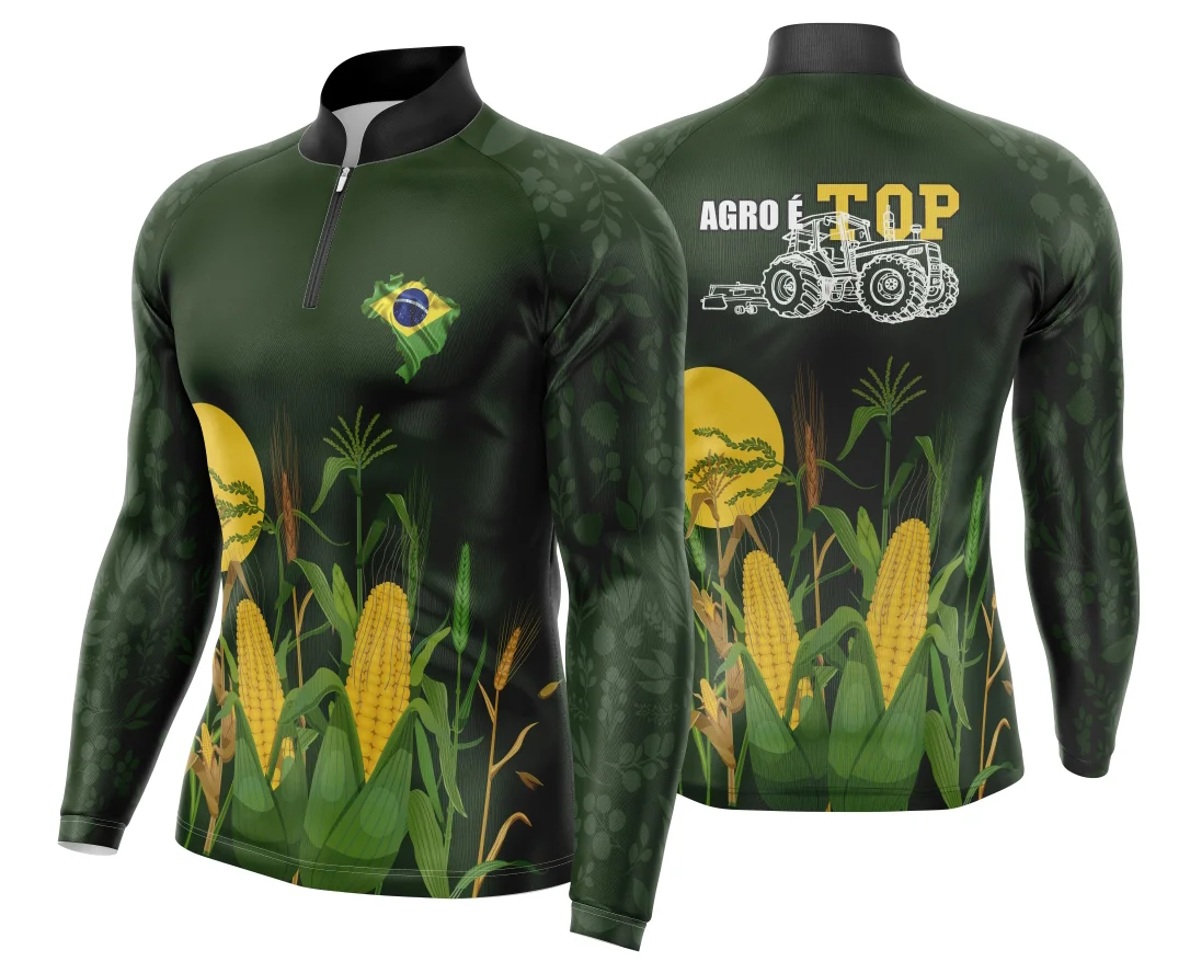 Camiseta unissex branca com logo no peito e estampa grande nas costas mostrando o tema Agro 2026 Milho, perfeita para quem vive o campo com estilo e autenticidade.