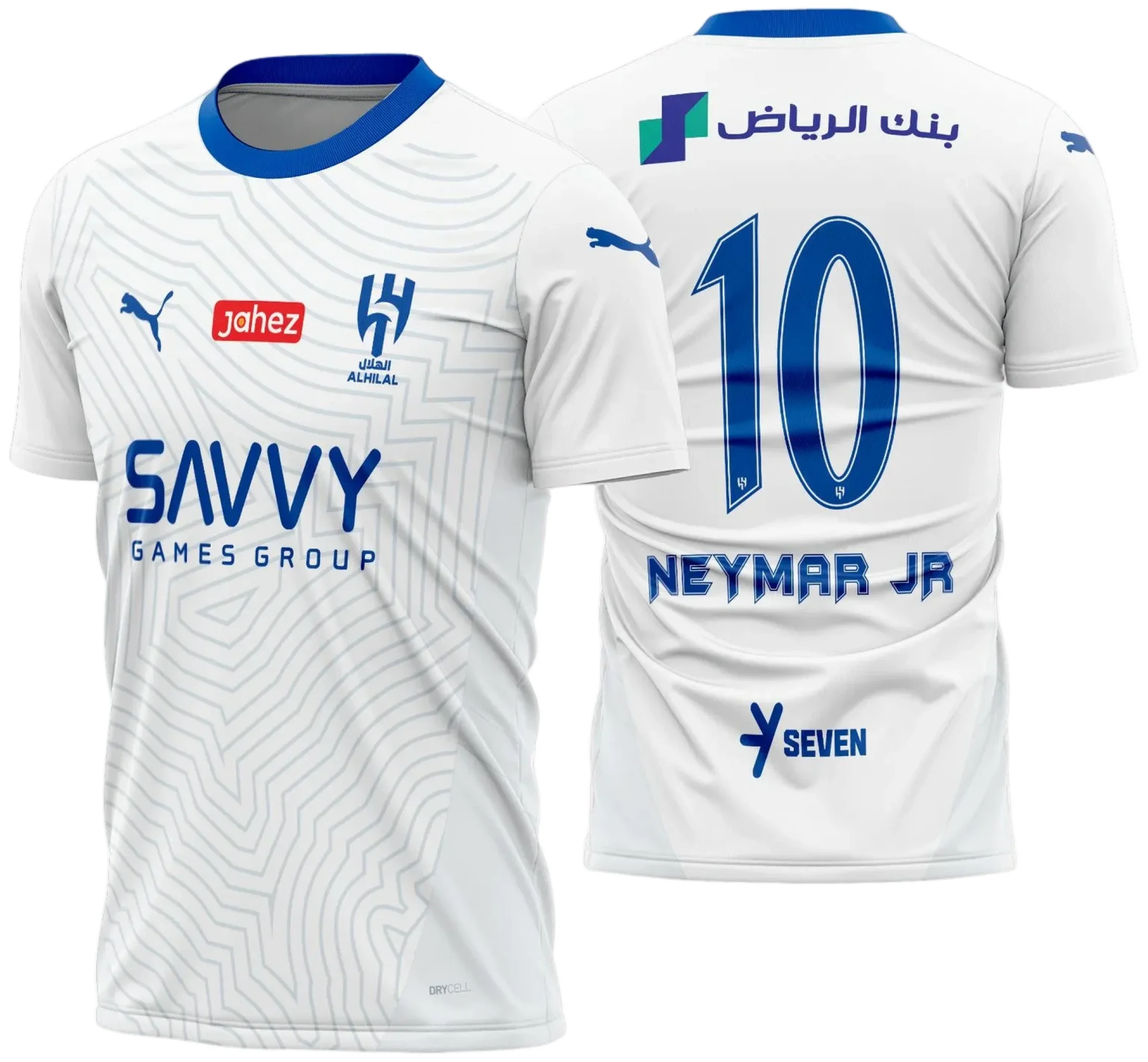 Camiseta unissex preta com logo no peito e estampa grande nas costas da camisa Al-Hilal reserva 2024 - 2025, perfeita para fãs do clube, com visual moderno e elegante.