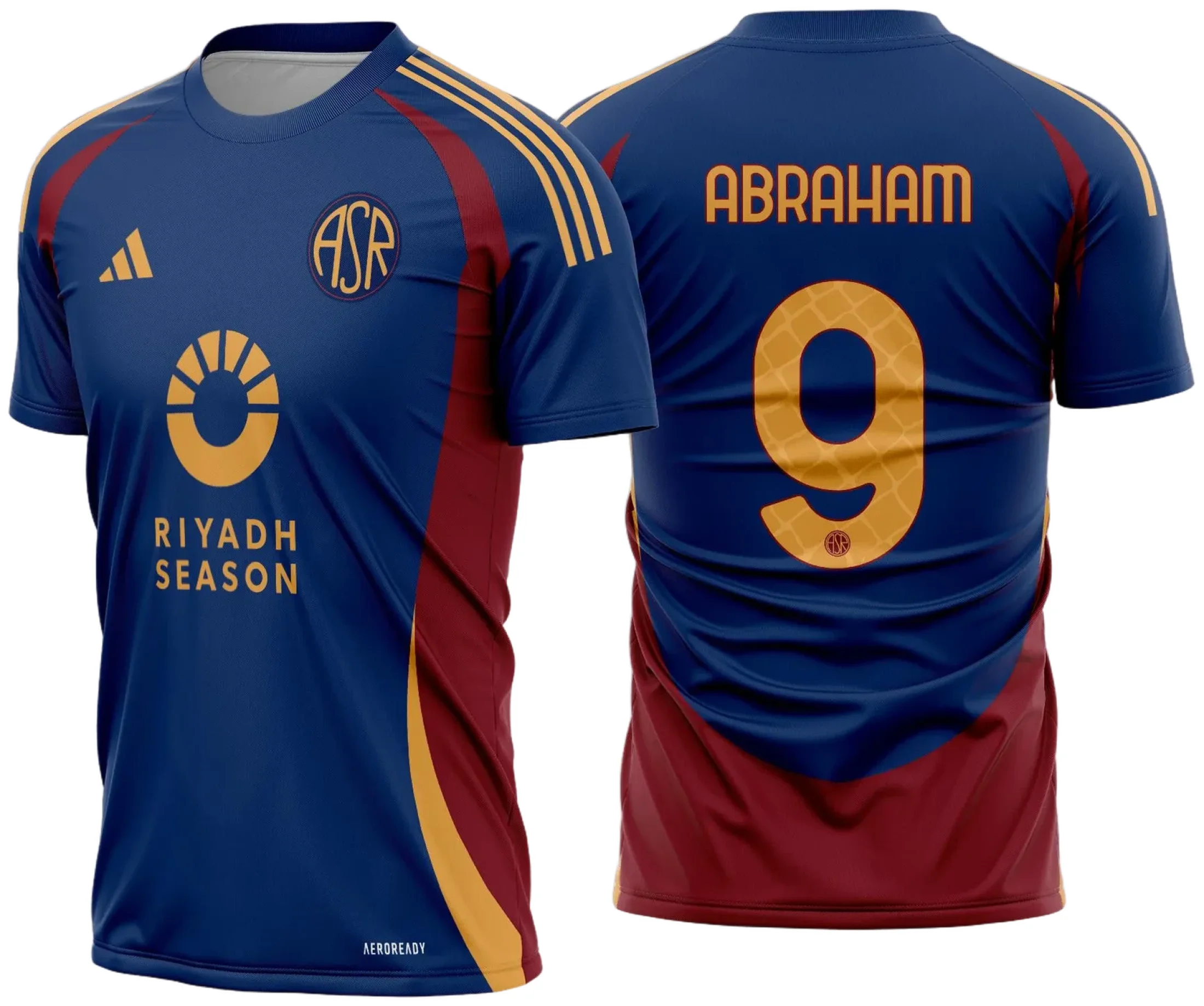 Foto de camiseta preta unissex com logo no peito e estampa grande nas costas do AS Roma Terceira 2024 - 2025, ideal para fãs do time, destacando design moderno e estilo esportivo.