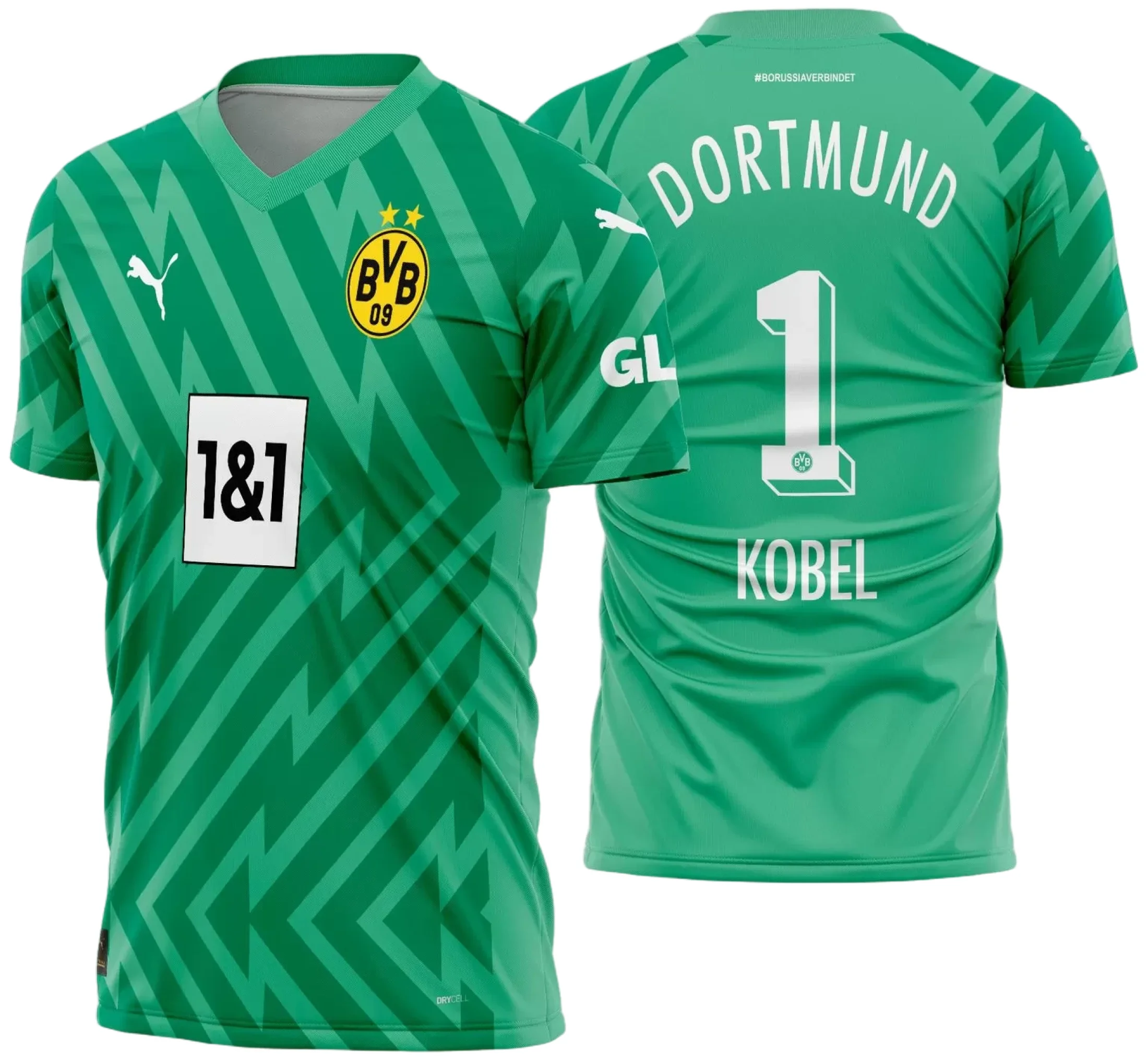 Camisa unissex preta com logo no peito e estampa grande nas costas do Borussia Dortmund Goleiro III 2023 - 2024, ideal para fãs do time destacarem seu estilo.