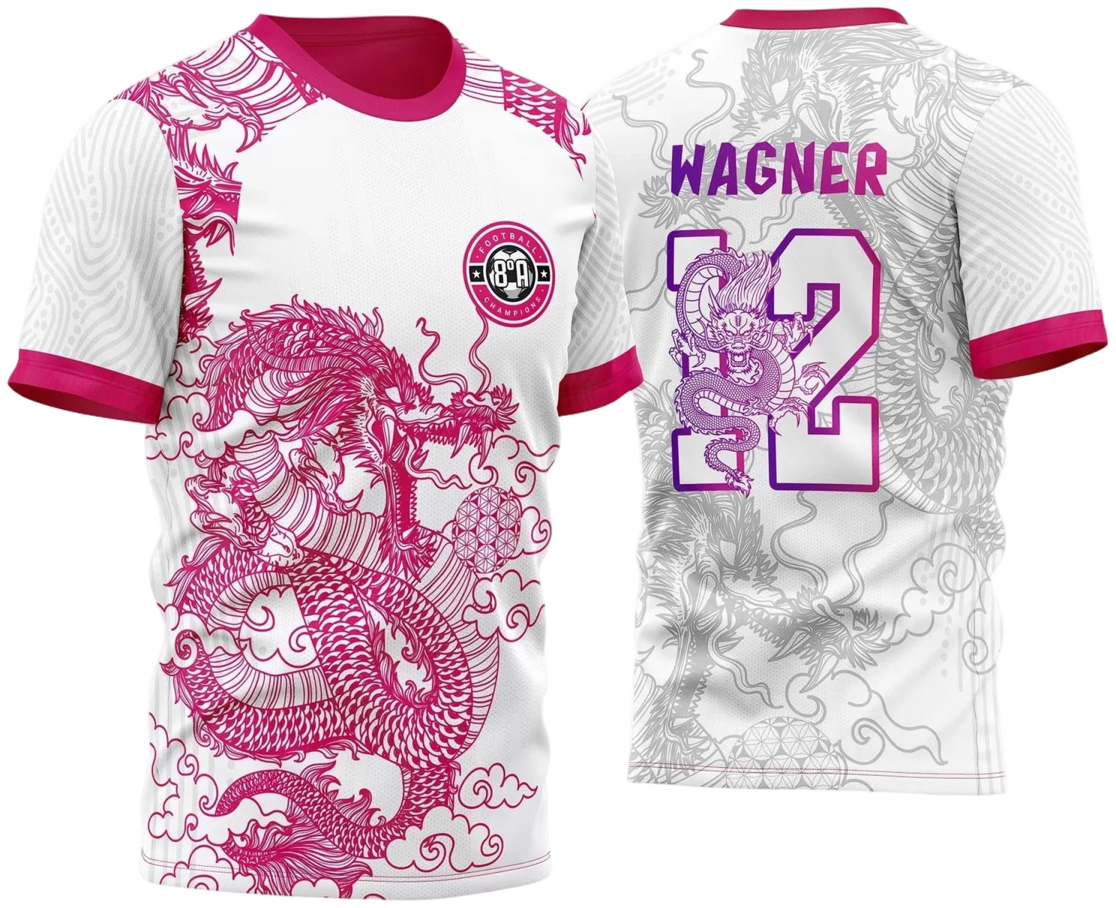 Arte Vetor Camisa Branca Dragão Rosa InterClasse 2023
