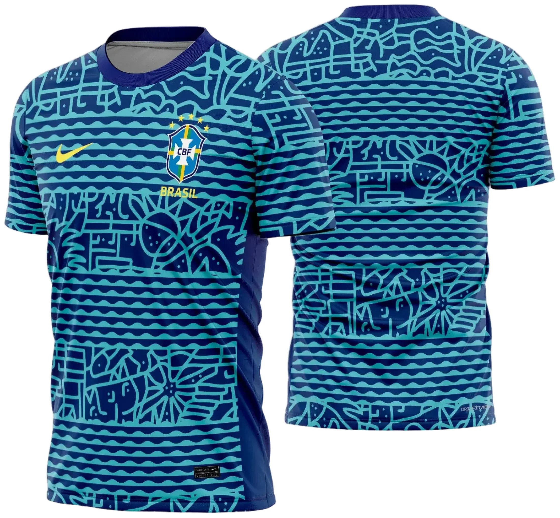 Arte Vetor Camisa Brasil Pré-Jogo 2024 - 2025