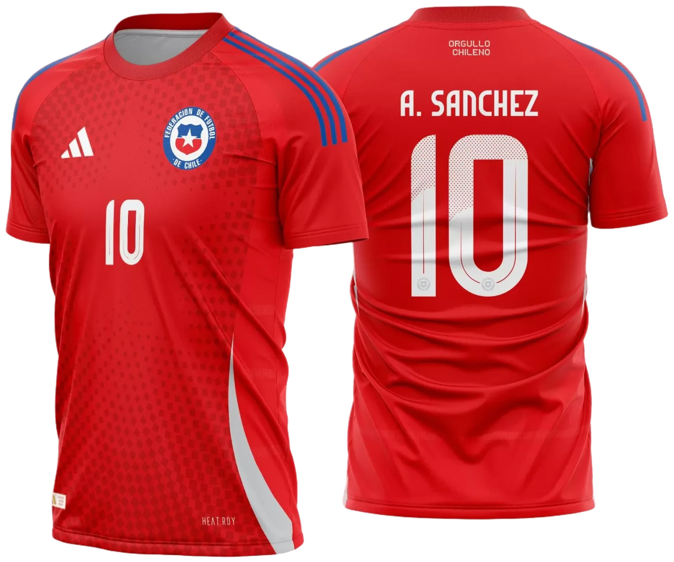 Camiseta unissex branca com logo no peito e estampa grande nas costas do Chile Titular 2024 2025, design moderno e vibrante ideal para fãs da seleção chilena.