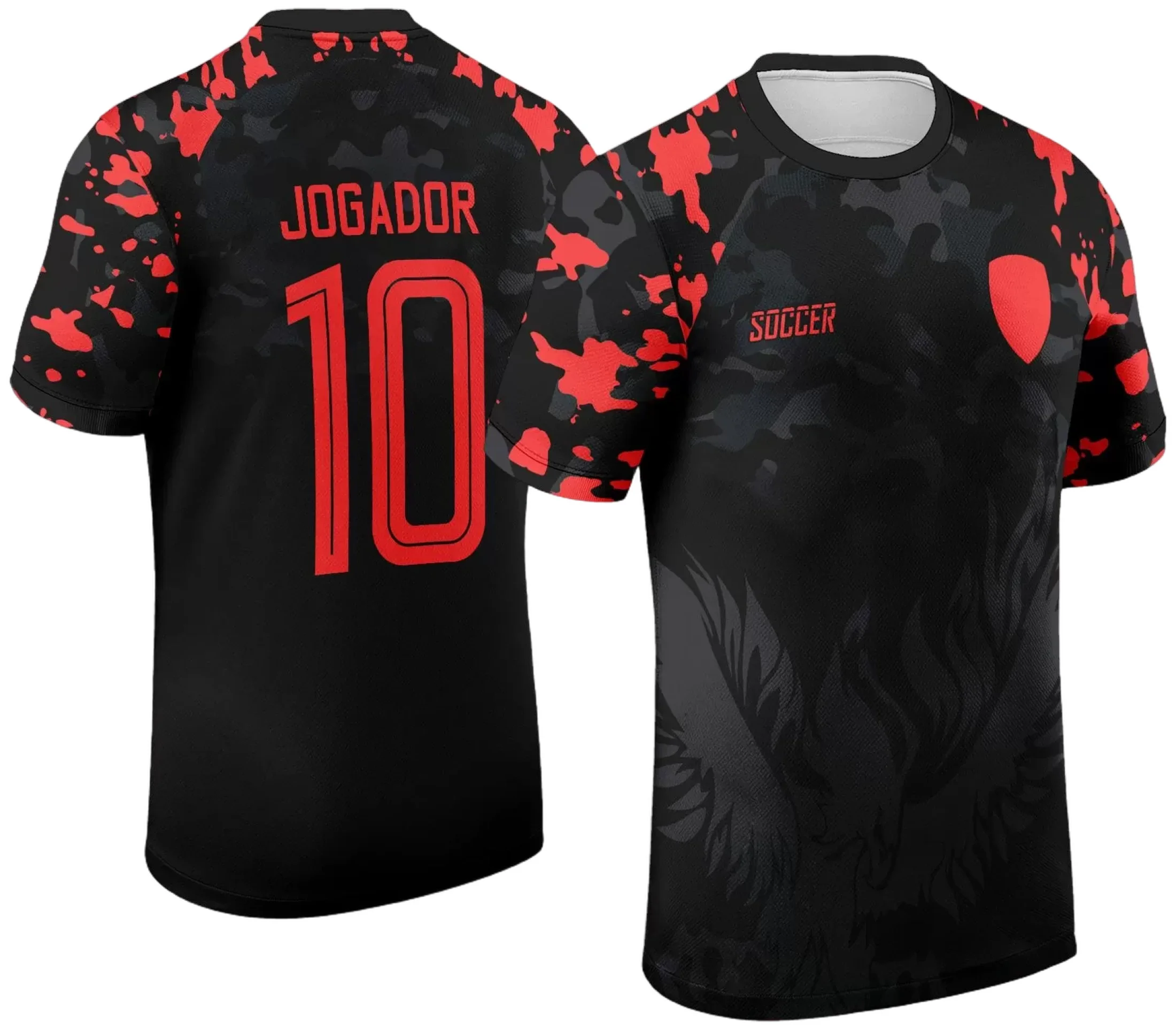 Foto de camiseta unissex preta com logo no peito e estampa grande nas costas com tema Águia para Interclasse 2024 2025, design moderno, ideal para eventos escolares.