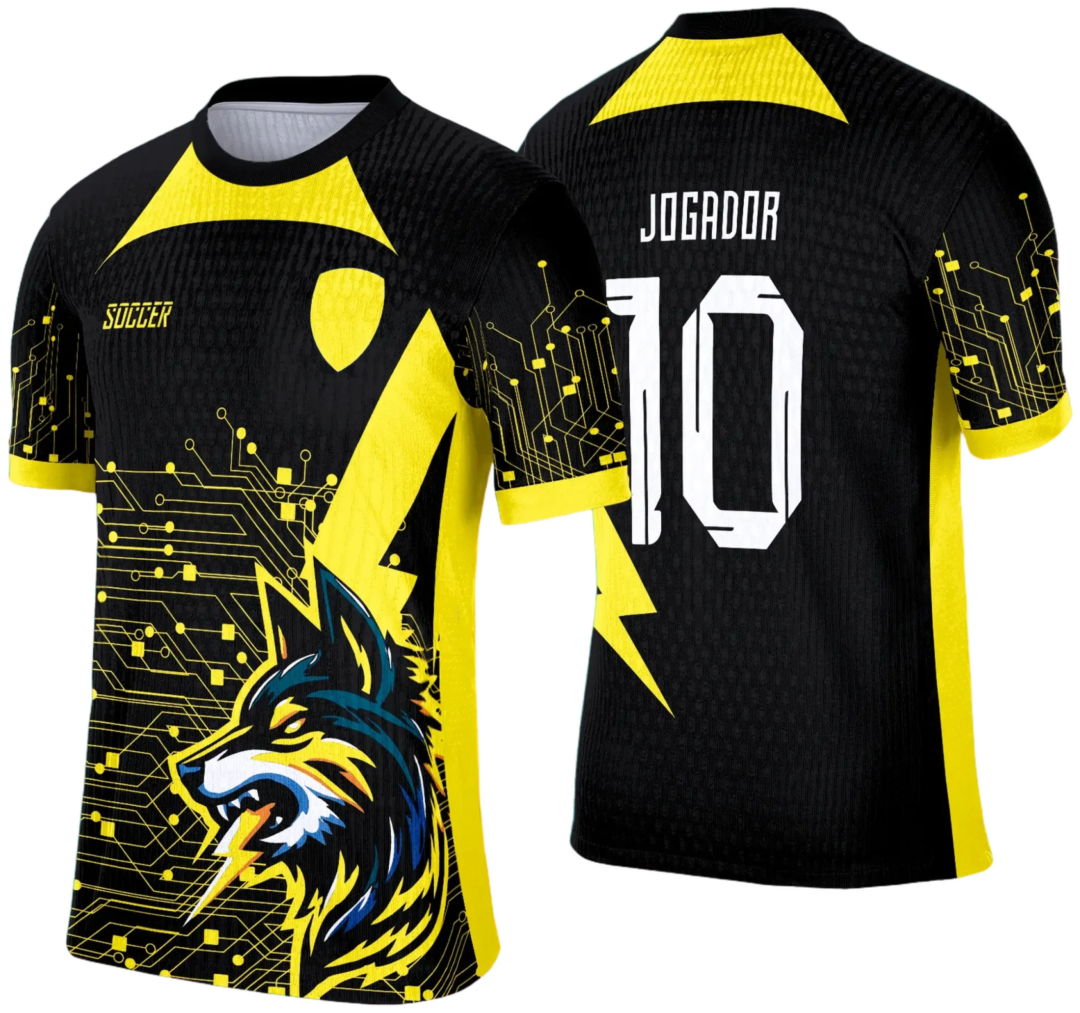 Camiseta unissex preta com logo no peito e estampa grande nas costas com tema Camisa Interclasse 2025, perfeita para eventos e uso casual.