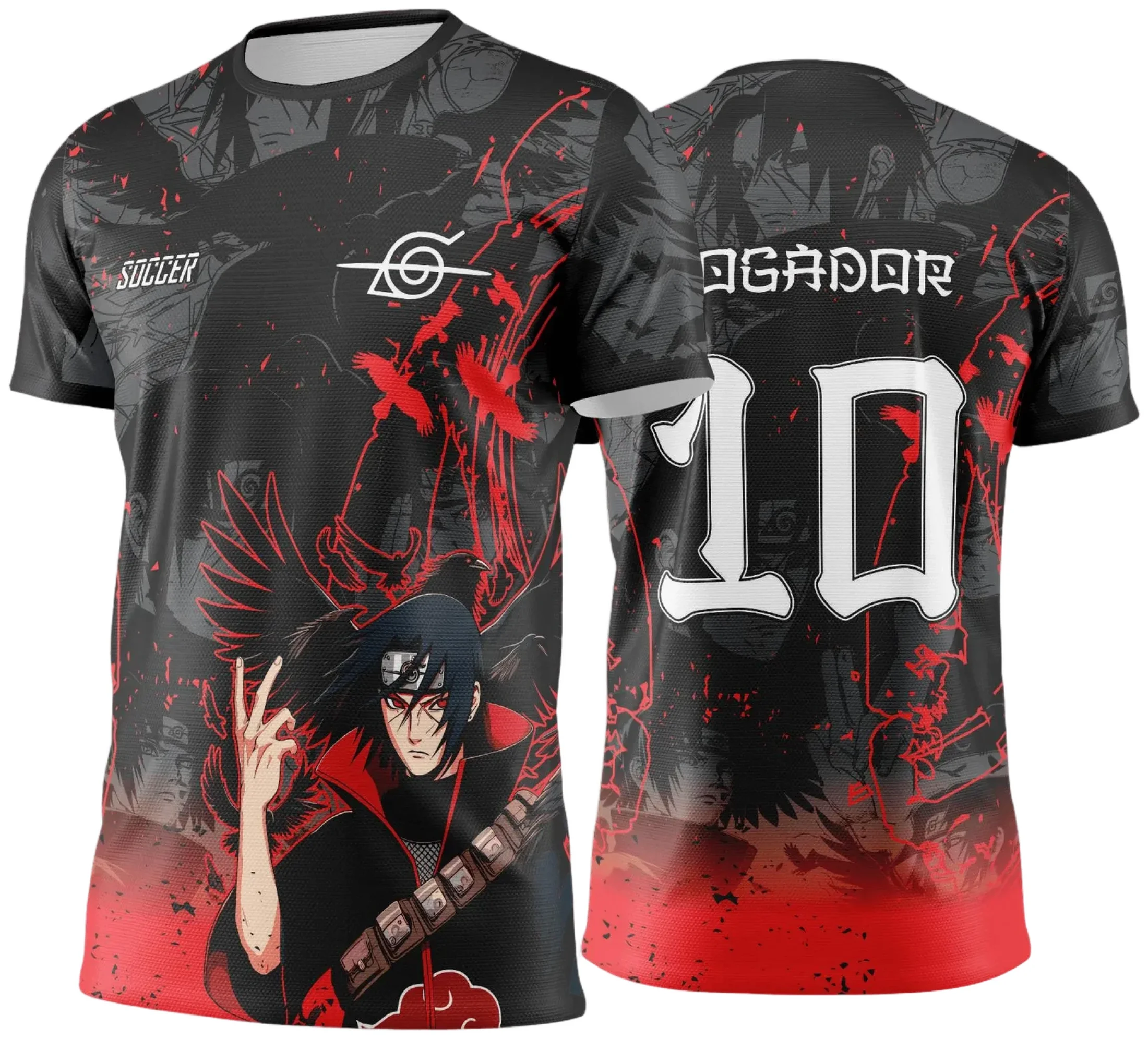 Camiseta unissex preta com logo no peito e estampa grande nas costas inspirada no Interclasse Anime para Jogos Internos 2024-2025, visual moderno e esportivo, perfeita para eventos internos.