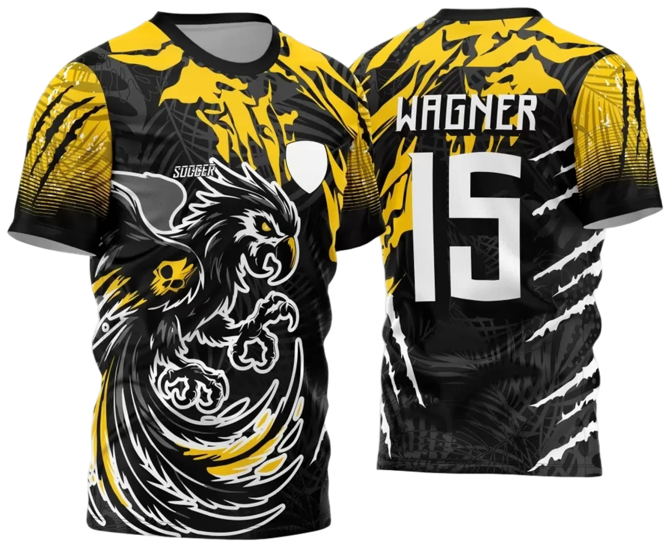 Camiseta unissex preta com logo no peito e estampa grande nas costas da Interclasse Arara 2024 - 2025, ideal para eventos escolares e esportivos.