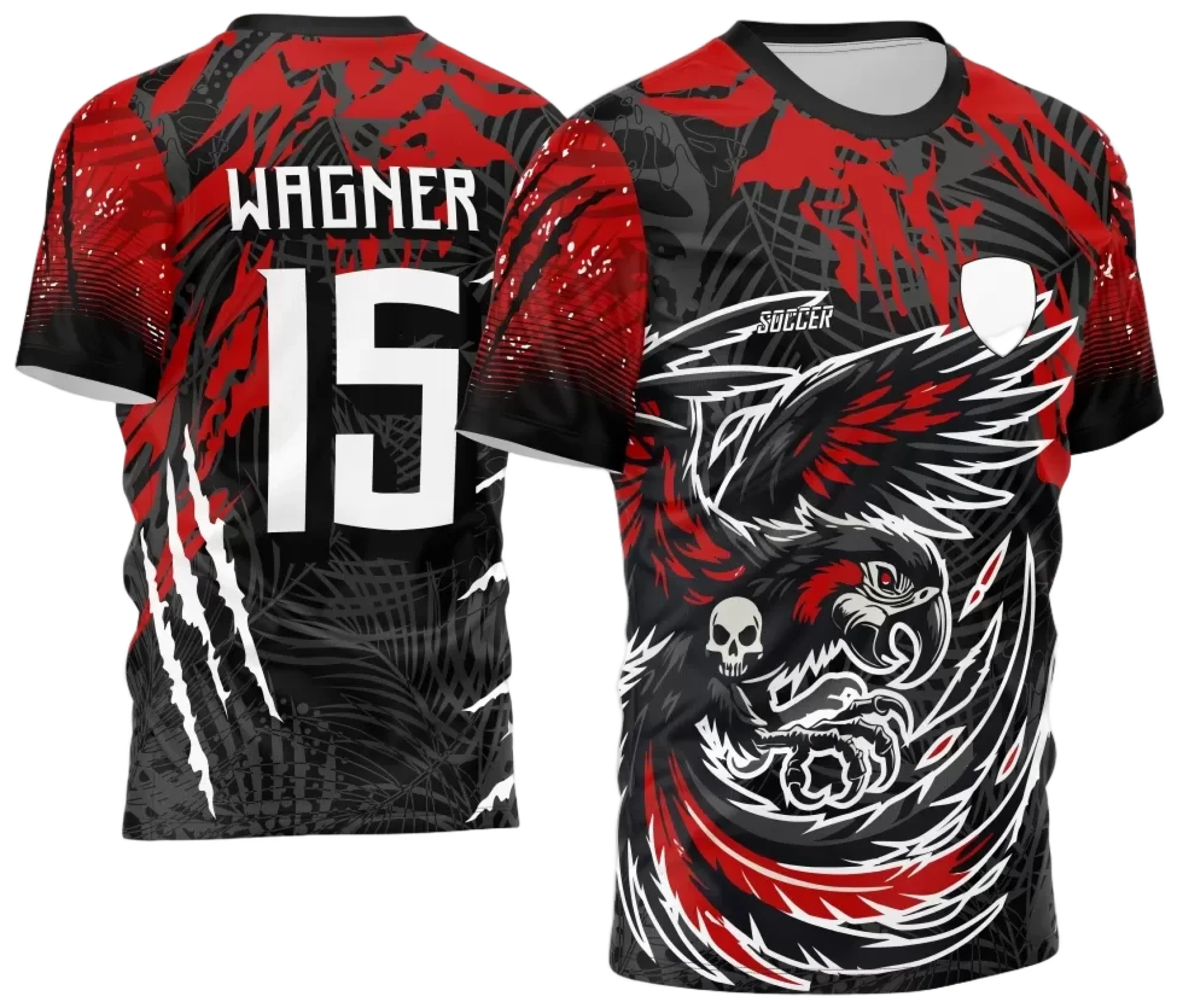 Camiseta unissex preta com logo no peito e estampa grande nas costas da Interclasse Arara Ataque 2024-2025, design esportivo e moderno para torcida e eventos.