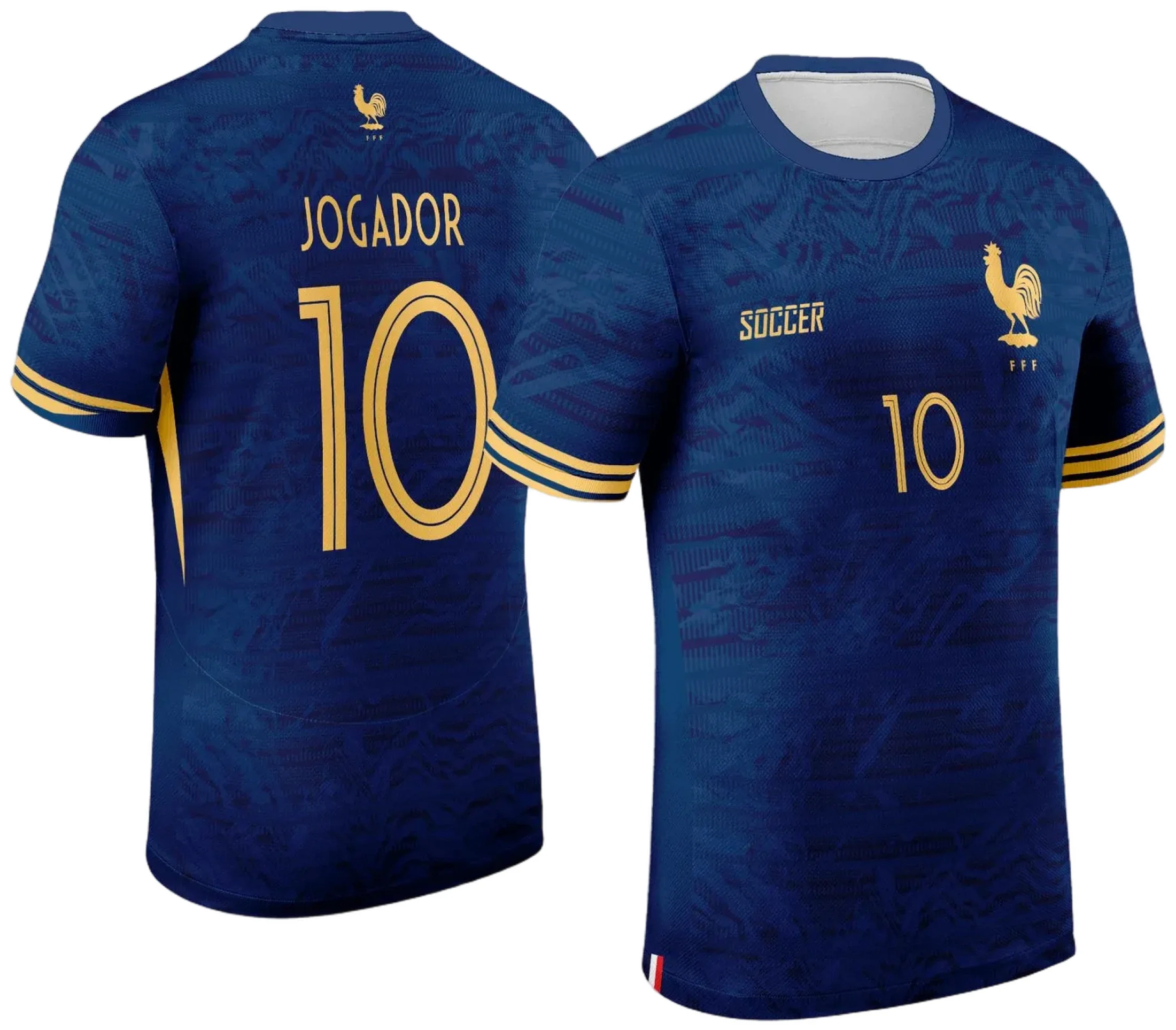 Camiseta unissex preta com logo no peito e estampa grande nas costas, inspirada na Interclasse França 2024-2025, ótima para eventos e uniformes escolares.