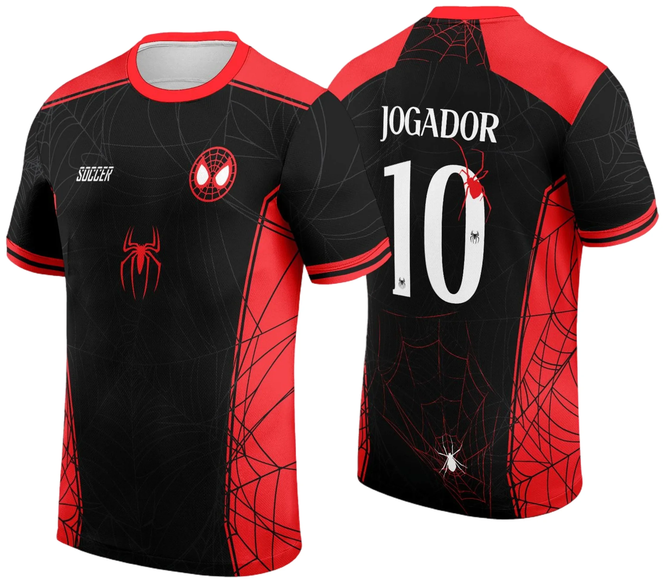 Camiseta preta unissex com logo no peito e estampa grande nas costas do Homem Aranha para Interclasse 2024-2025, design vibrante e moderno para fãs da franquia.