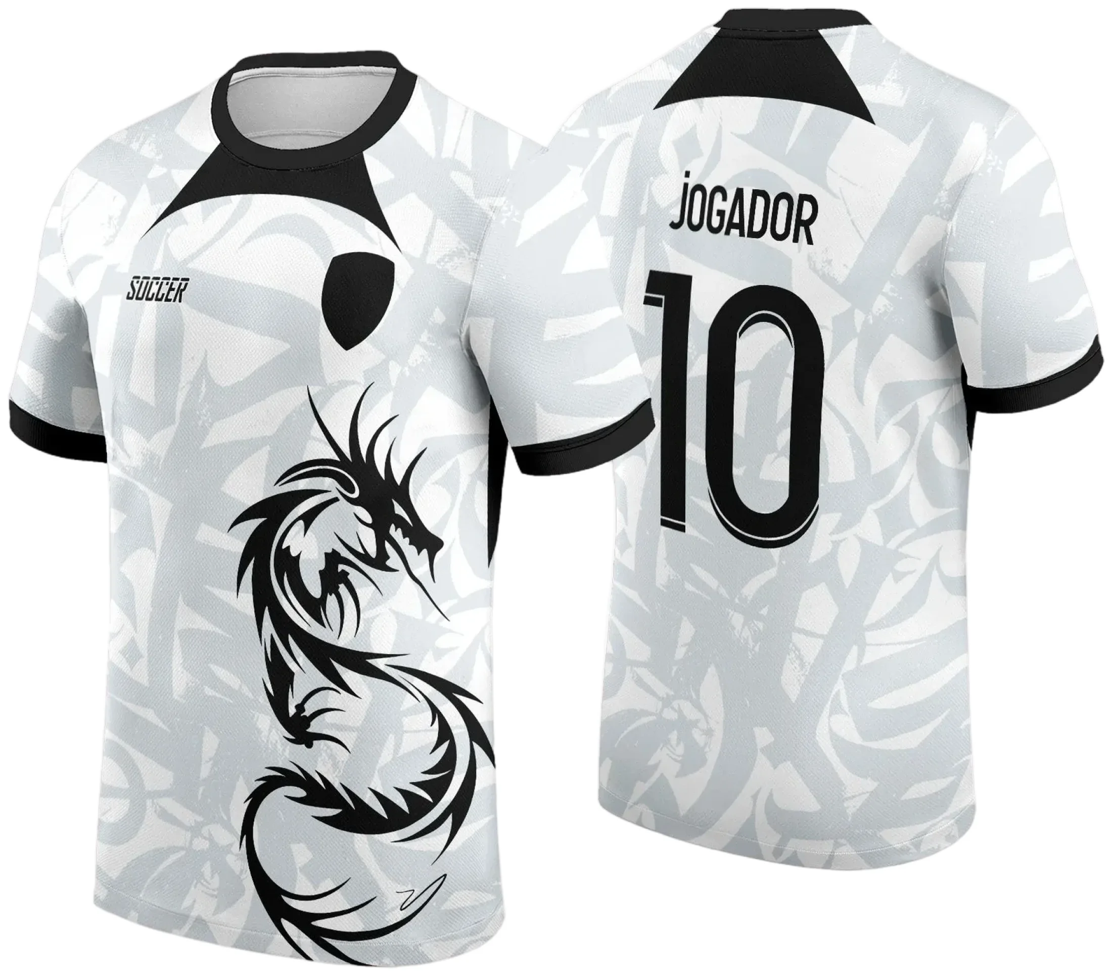Camiseta unissex preta com logo no peito e estampa grande nas costas do tema Interclasse Jogos Internos Dragão 2024 - 2025, perfeita para eventos esportivos e confraternizações.