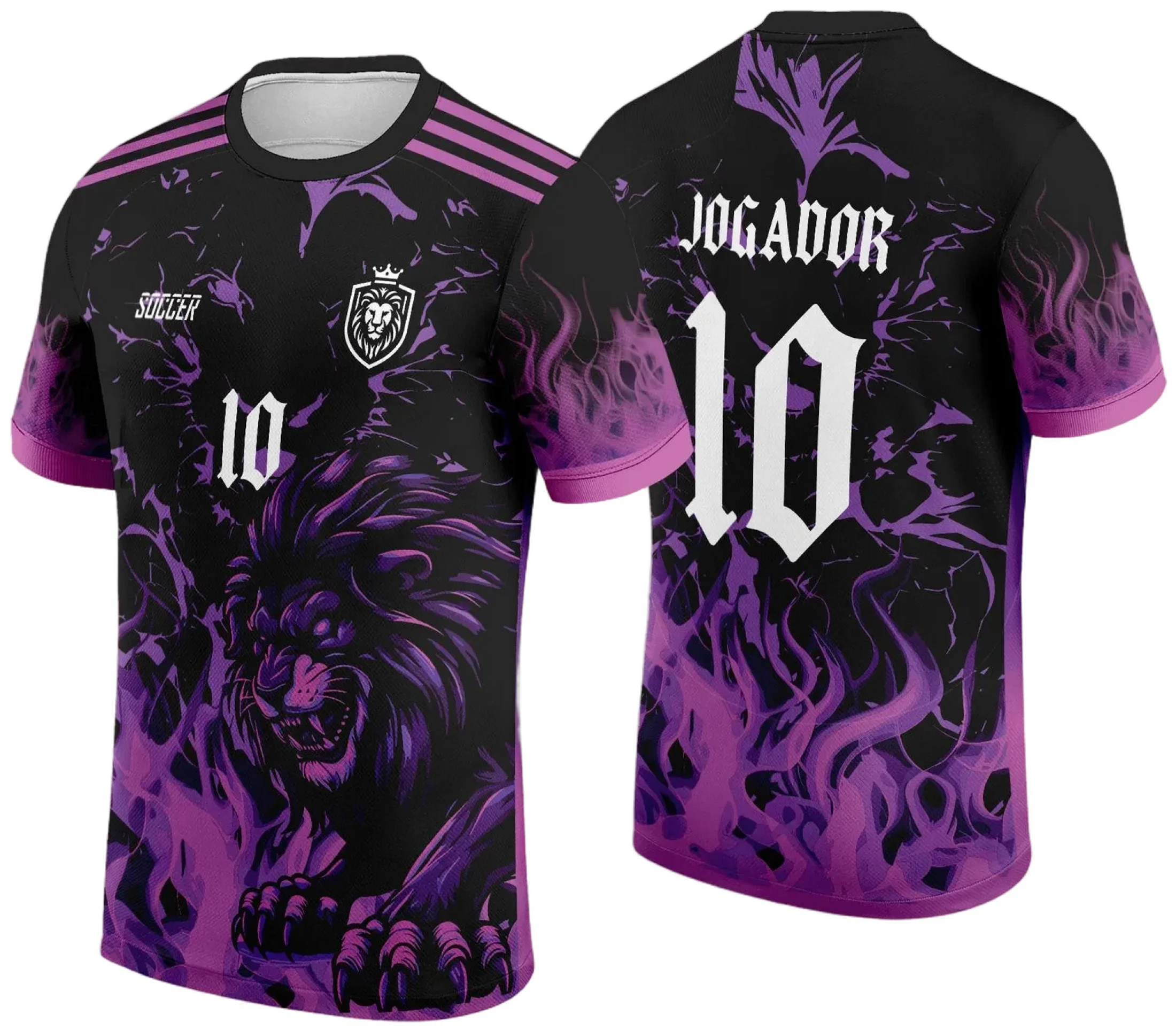 Camiseta unissex preta com logo no peito e estampa grande nas costas mostrando o poderoso Leão de Fogo, símbolo da Interclasse 2024-2025, perfeita para torcer com estilo e atitude.