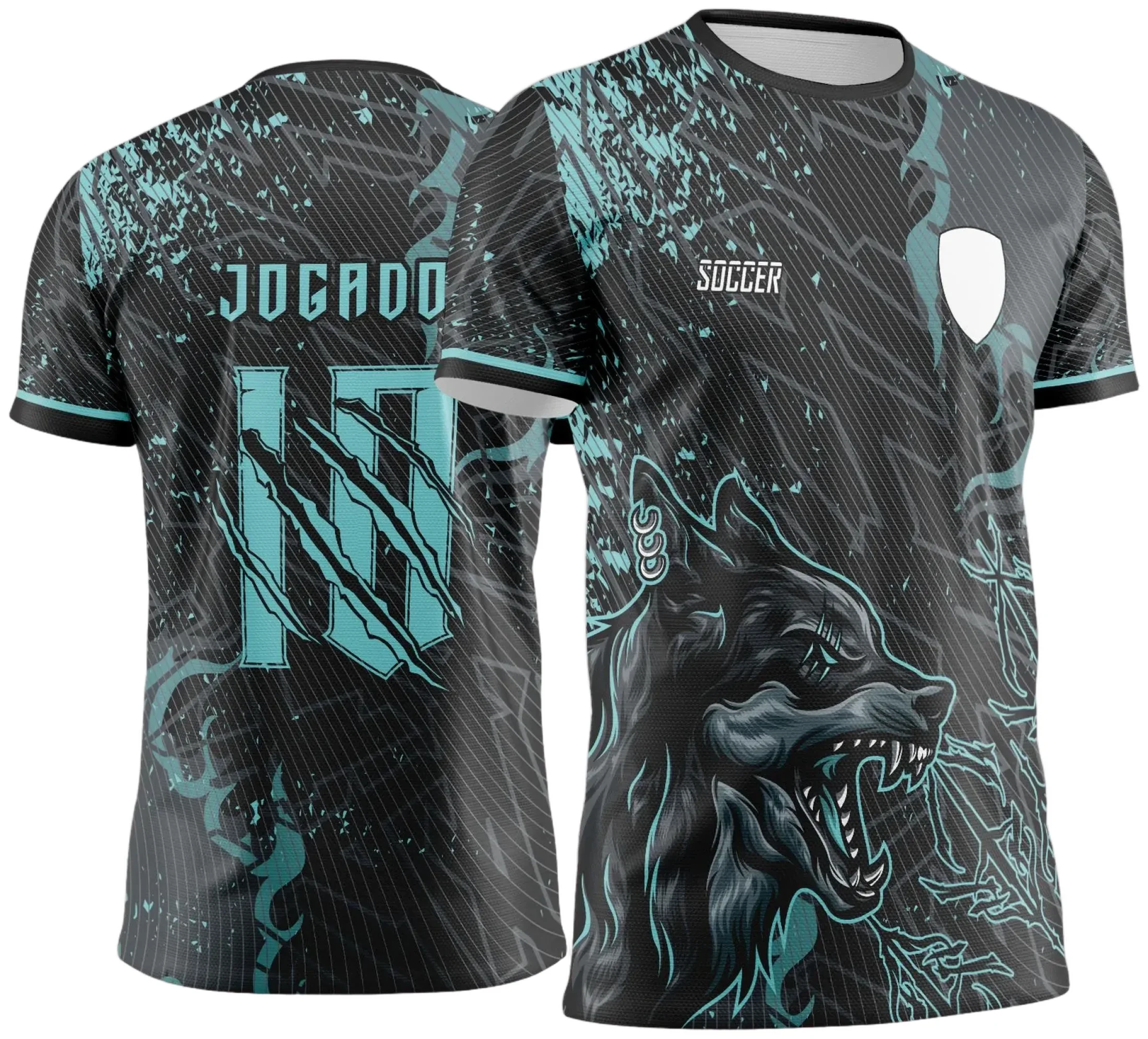 Camiseta unissex preta com logo no peito e estampa grande nas costas destacando Lobo Verde Interclasse 2025, confortável e estilosa para usar em eventos escolares e esportivos.