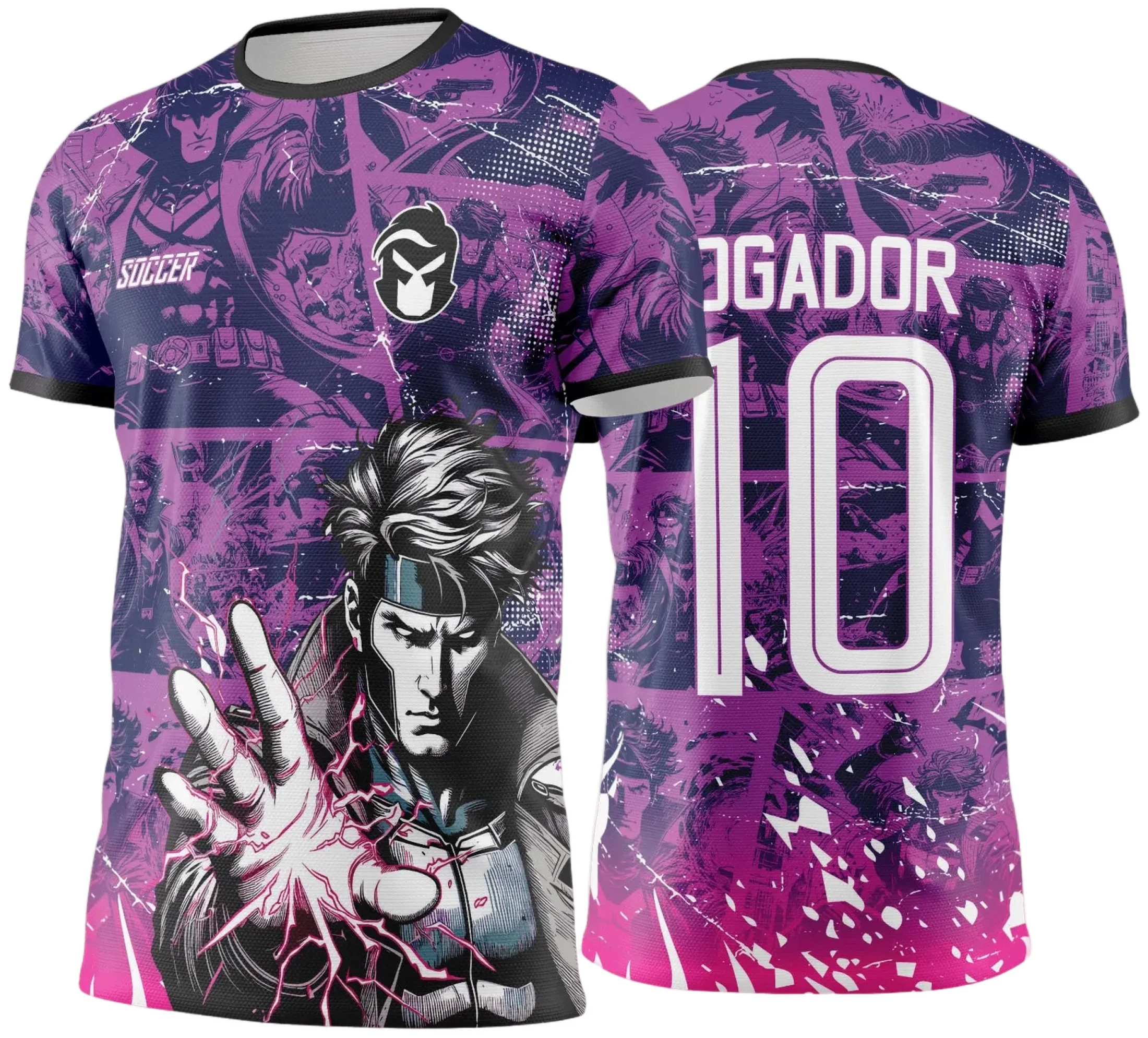 Camiseta unissex preta com logo no peito e estampa grande nas costas inspirada no Interclasse X-Men para Jogos Internos 2024 2025, perfeita para torcer com estilo e conforto.